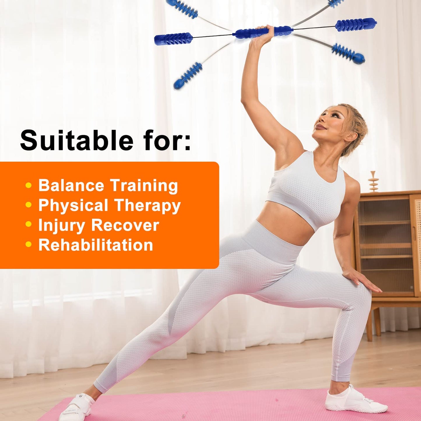 Upgrade Elastic Fitness Exercise Bar,Body Physical Therapy,Core Strength Training,Stability Workout,Joint Stability,Workout Stick For Yoga Pilates,Power Therapy Rehabilitation Equipment for Home Gym…