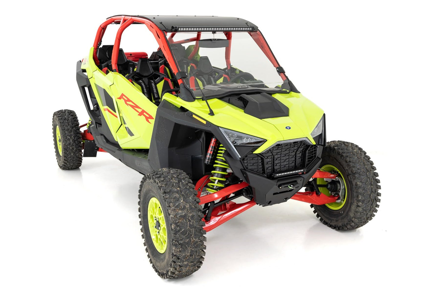 Rough Country 6,500 LB Winch Kit for Polaris RZR Pro R - Heavy Duty Mount, Pro Series UTV Winch with 50' Synthetic Rope & 10" LED Light Bar, Bolt-On Upgrade