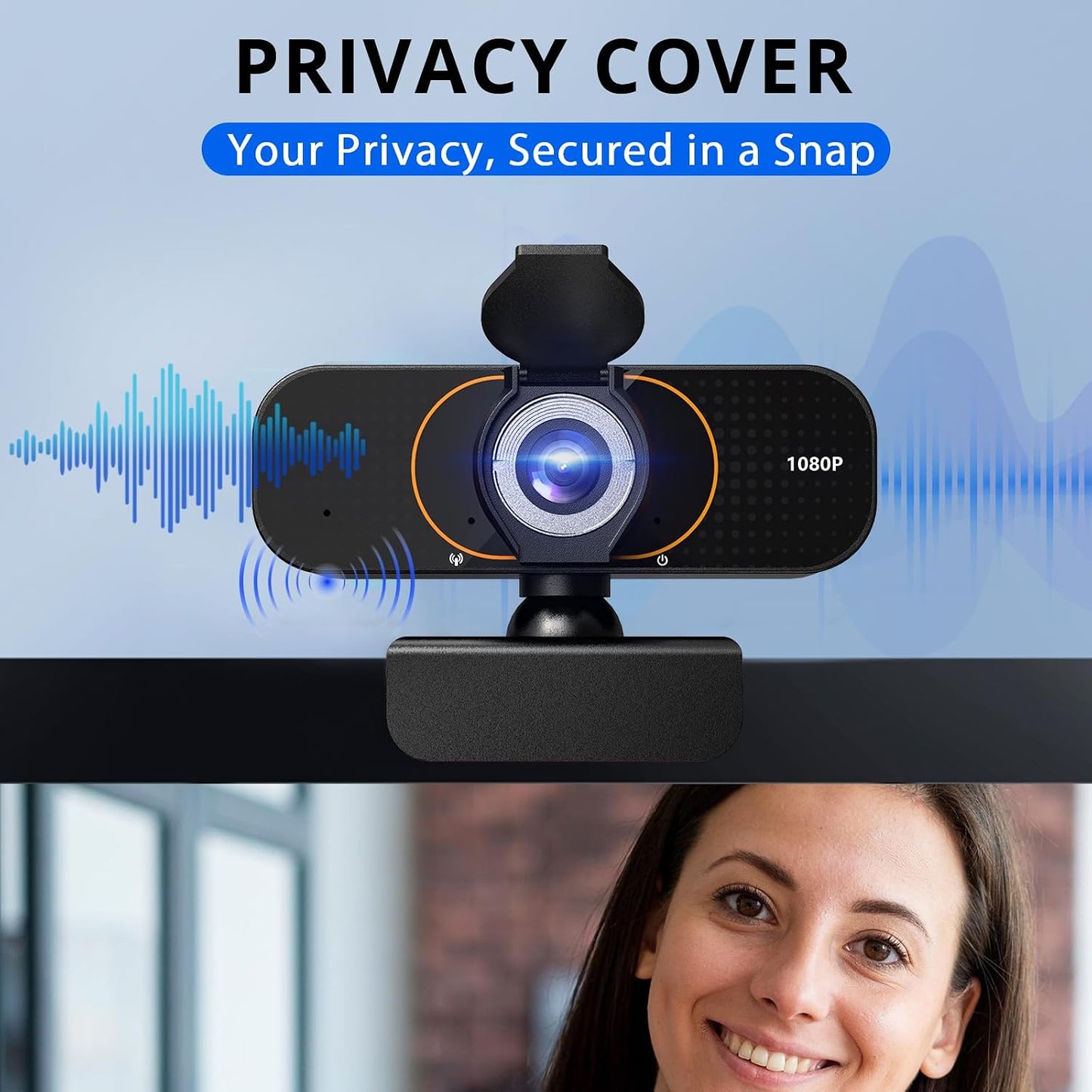 Lusinx 1080P Webcam for Computer, Wide Angle USB C, Plug and Play, Privacy Cover, Web Cam with Tripod, External Camera