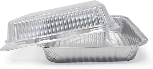 Fig & Leaf 8” x 8” Square Baking Cake Pans - Heavy-Duty Disposable Aluminum Foil Tins | 35 Pack with Plastic Dome Lids