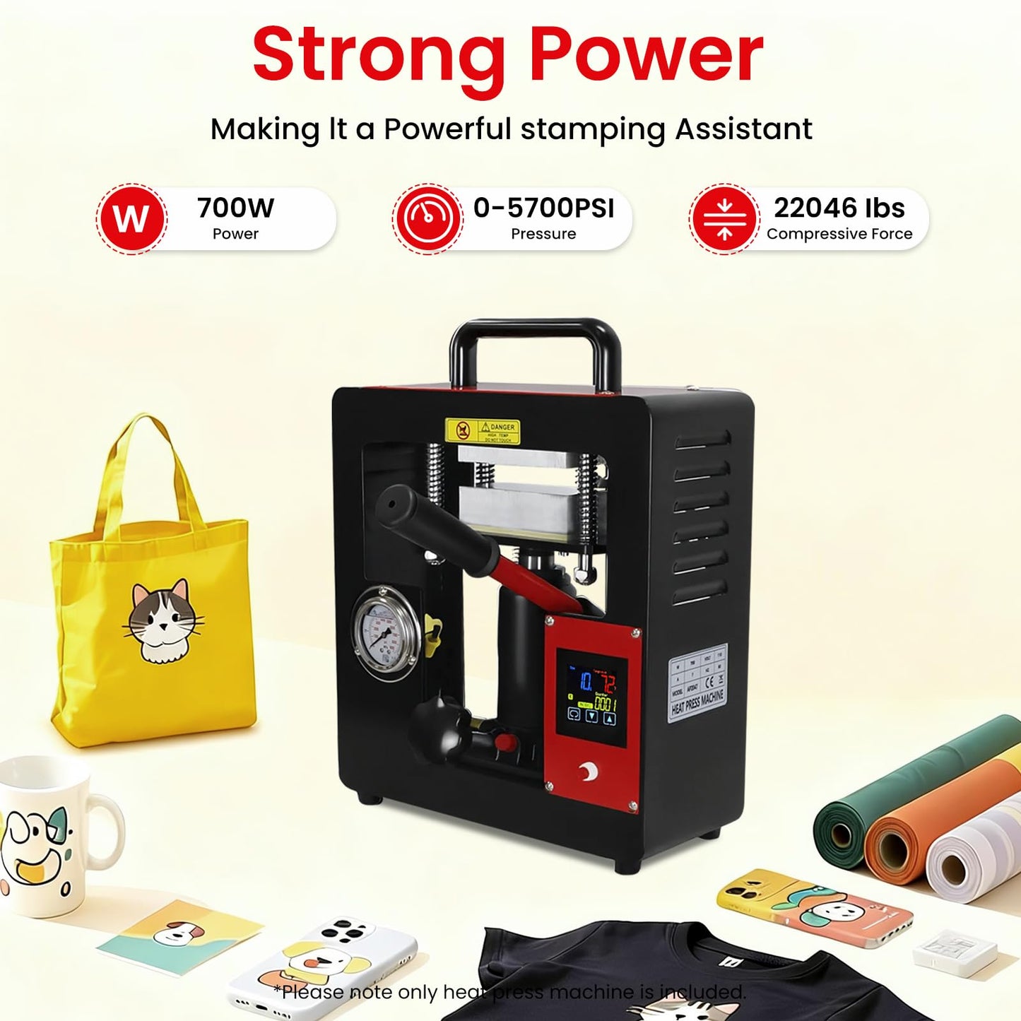 10 Ton Hydraulic Heat Press Machine,2.3 x 4.7 Inch Dual Heating Plate,Fast Heating Jack Heat Press w/LCD Time Temp Controller, Multifunction Heat Press for Printing Textiles Pressing Oil