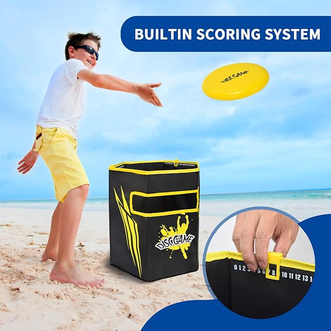 Flying Disc Toss Game - Outdoor Disc Golf Toss Dunk Set Games,Includes 2 175G Flying Disc and 2 Targets for Beach, Camps, Tailgates, and Backyard Parties