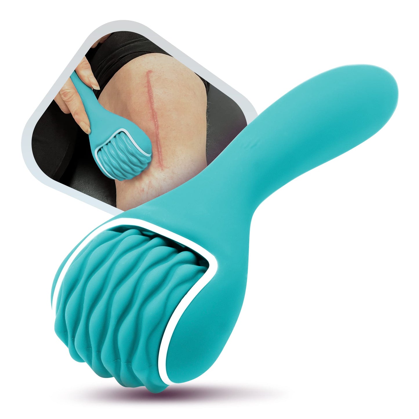 scarroller Scar Tissue Massager for Post-Surgery Recovery, Silicone Ice Massage for Post-Surgery Incision Swelling and Soreness, Joint Roller for Improved Range of Motion and Flexibility. Teal