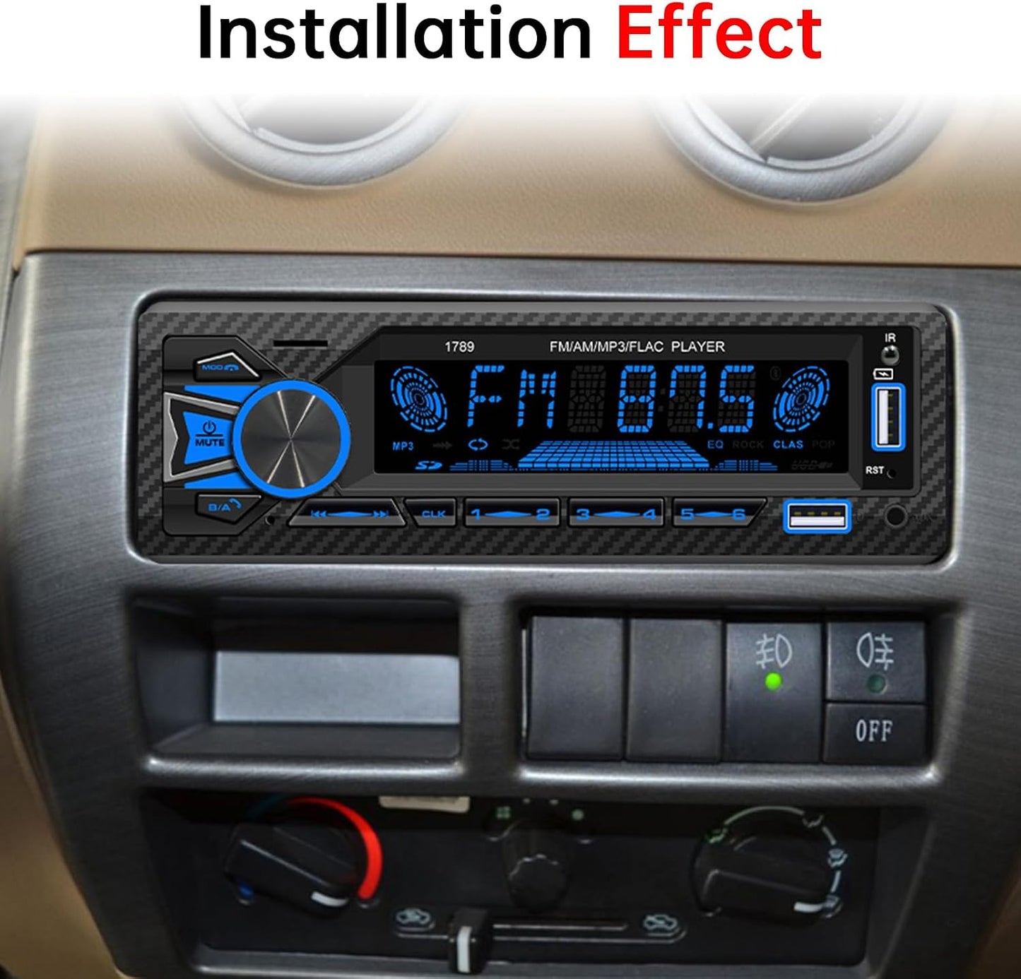 ePathChina 12V MP3 FM/MP3/WMA/FLAC/AUX/TF Car Audio Bluetooth Single DIN Car Stereo, Car FM/AM Radio LCD VA Screen Car