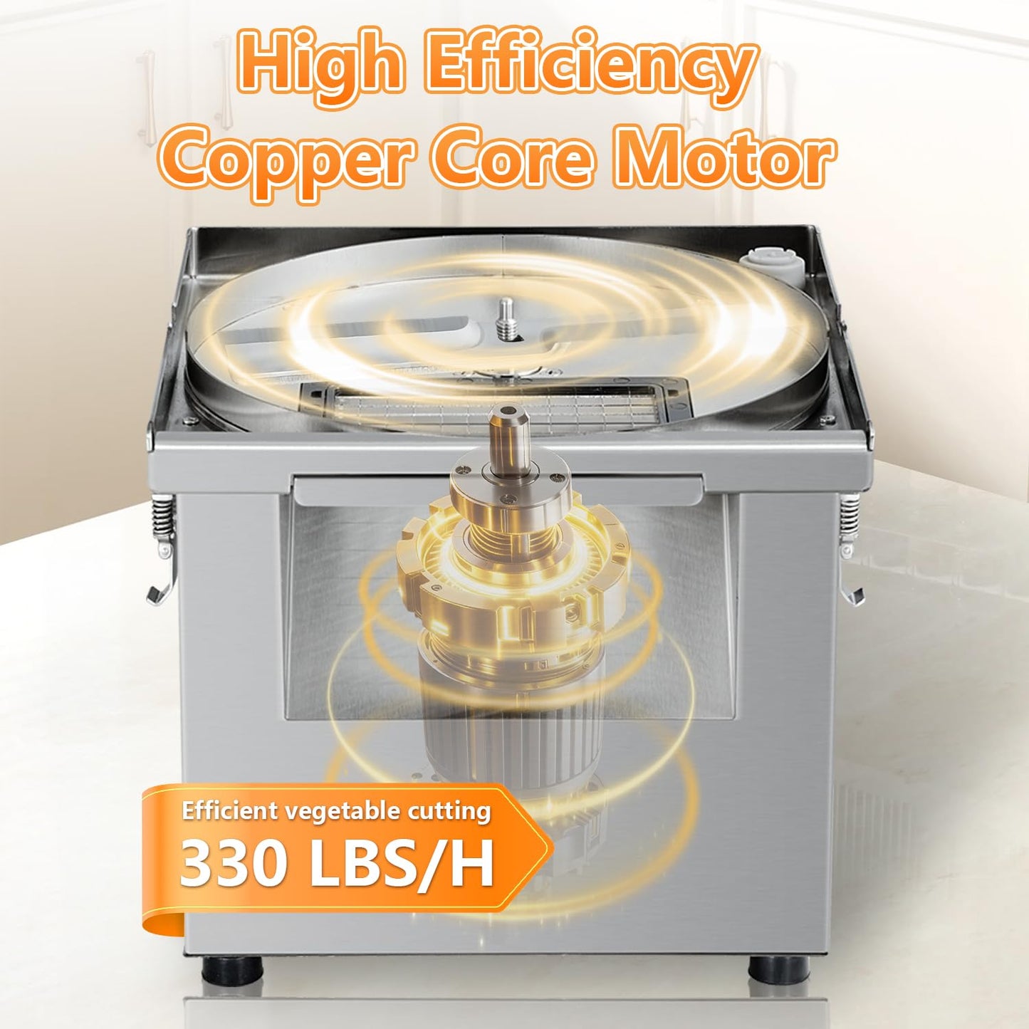 4 in 1 Commercial Vegetable Processor, 200W Electric Veggie Fruit Slicer Dicer Shredder & Strip Crinkle Cutter All Stainless Steel 110volt, for Commercial Home Use
