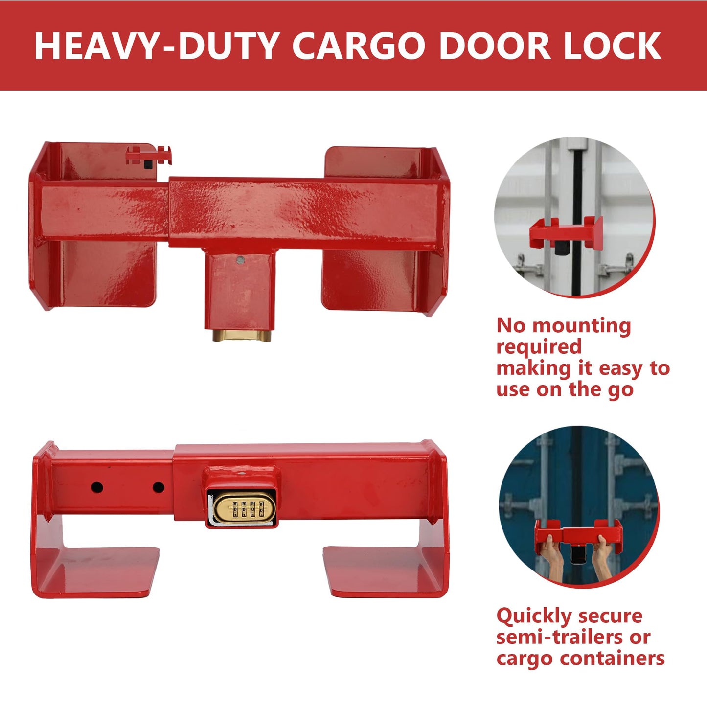 Equipment Lock Shipping Container Lock – Heavy Duty Cargo Door Security Locks for Trucks, Semi Trailers & Vans, Storage Units, Powder-Coated Steel, Anti-Theft, Fits Vertical Bars 9-3/4” to 16” Apart