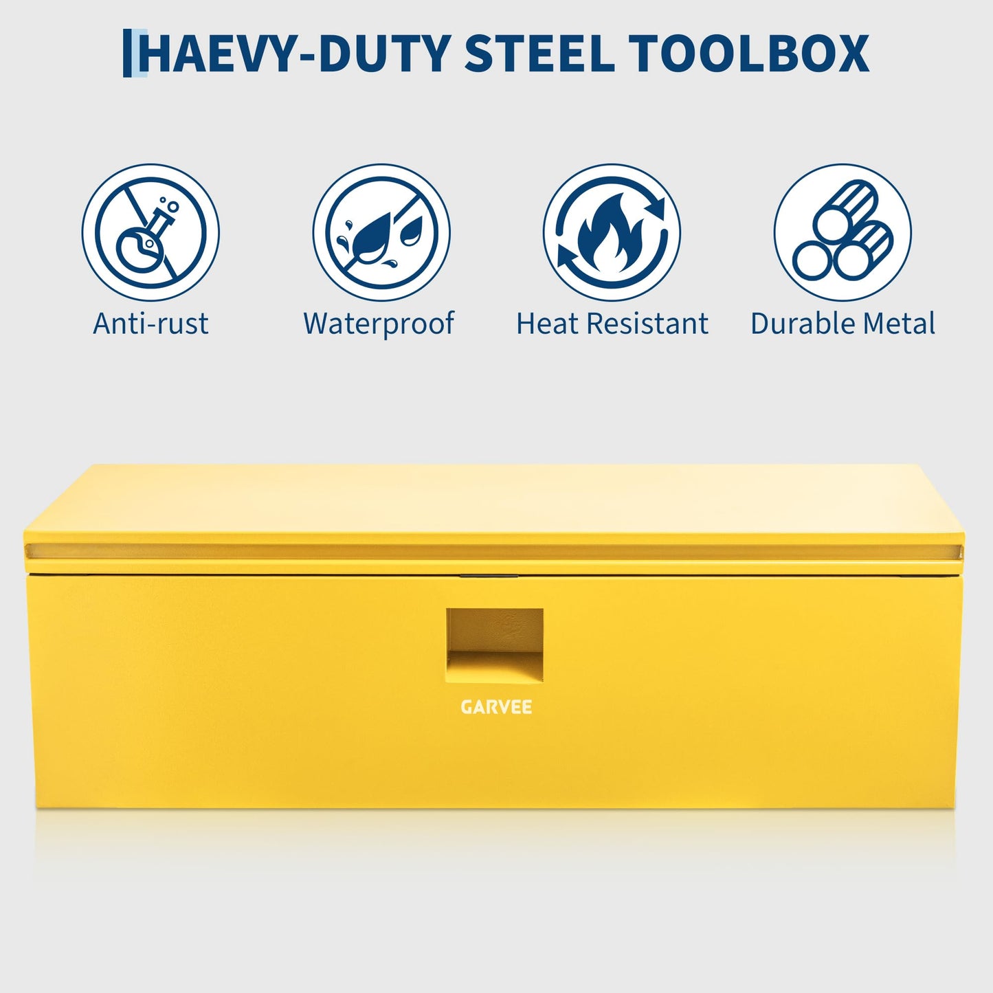 Garvee Steel Truck Tool Box Heavy Duty Truck Bed Toolbox w/Dual Lids, Lockable & Weatherproof, Fits for Pickup, Truck Bed, RV, Trailer