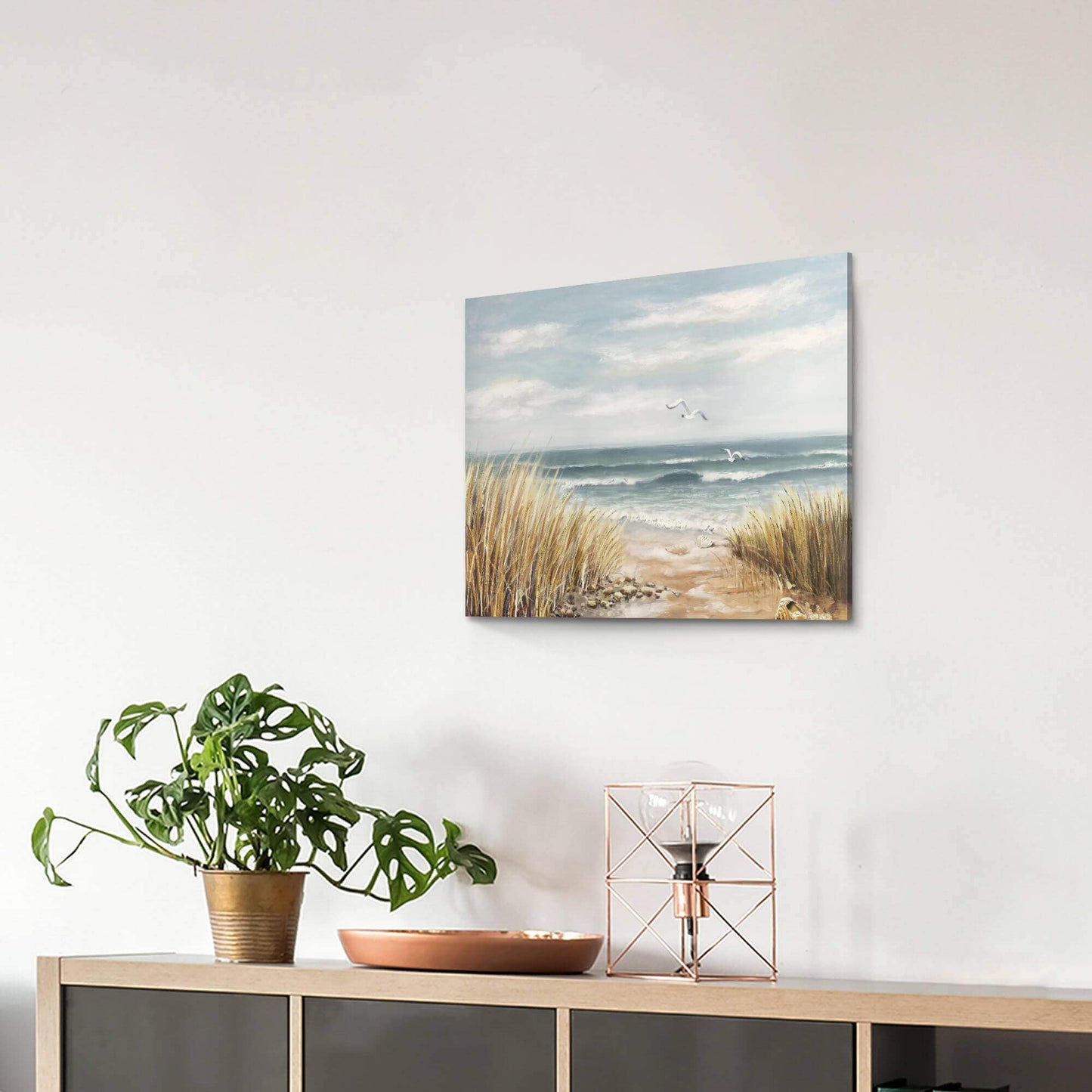 summer melody Coastal Painting Art Ocean Picture - Abstract Seascape Canvas Beach Artwork Modern Seashore Prints for Bedroom Living Room