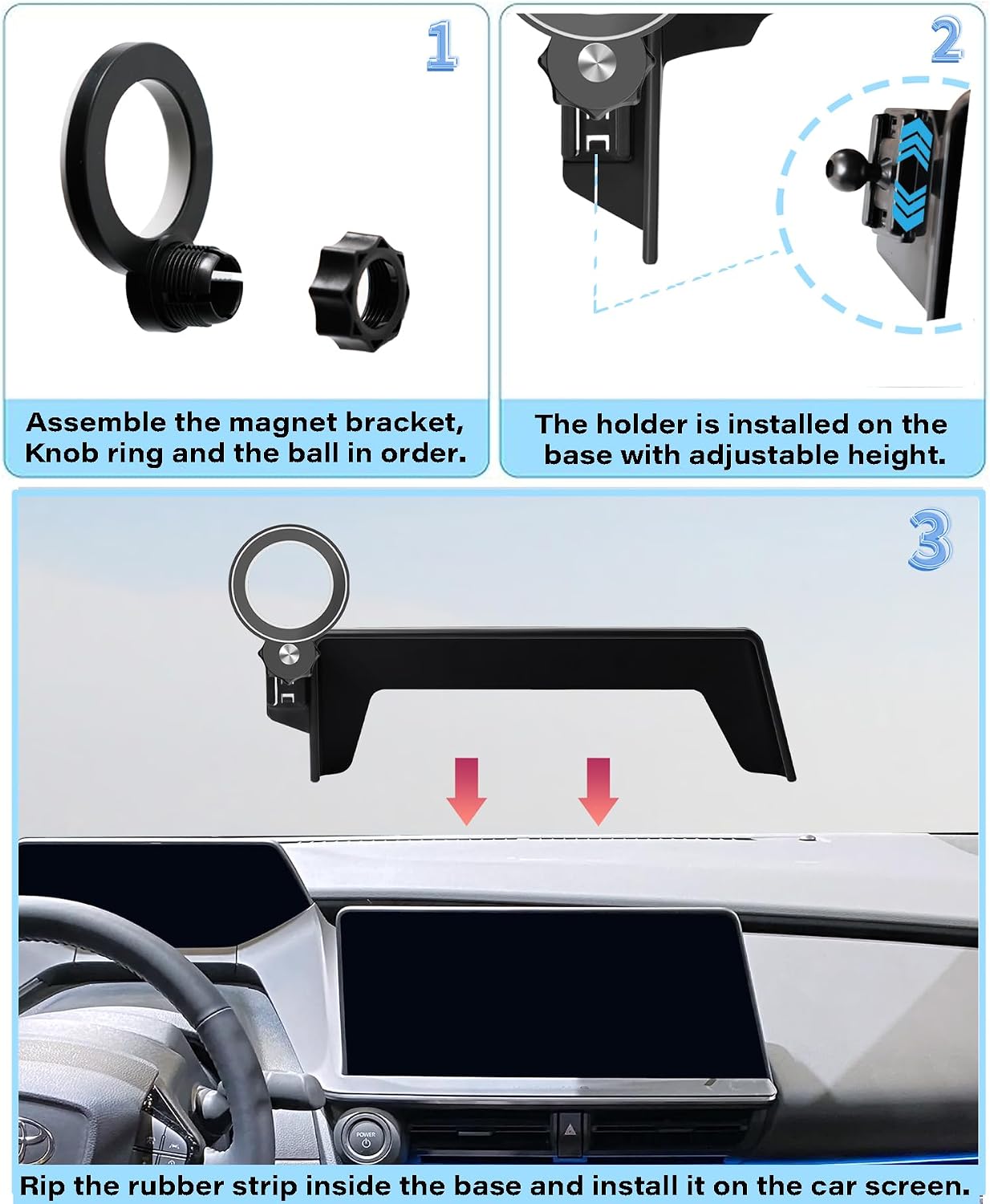 AbeeyGeomarn 2023 2024 2025 2026 12.3 Inch 360 Car Phone Holder for Toyota Prius Accessories Apply to Touch Screen