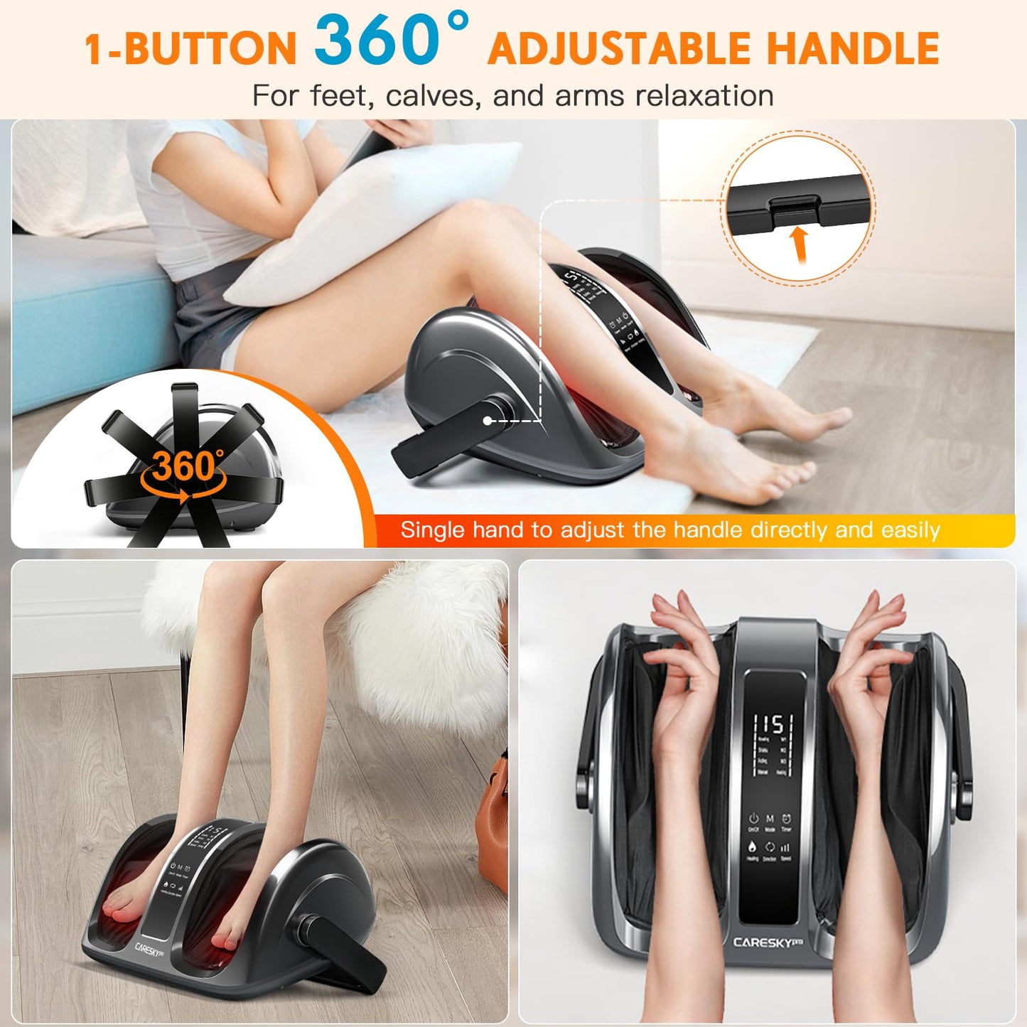 CARESKYpro Shiatsu Foot Massager with Heat, FSA Eligible HSA Foot and Calf Massager for Plantar Fasciitis, Neuropathy, Circulation and Pain Relief, for Home/Office, Gift for Men and Women