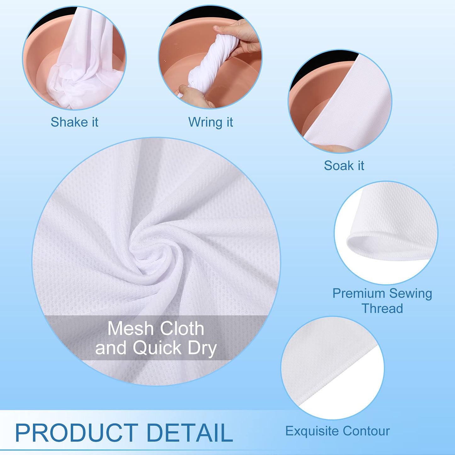 BBTO 12 Count Sublimation Cooling Towels Bulk for Sports 40"x12" White Golf Sweat Gym Towel Ice Breathable Soft Chilly Microfiber Sweat Rags for Neck Face Body Hot Weather Workout Sports