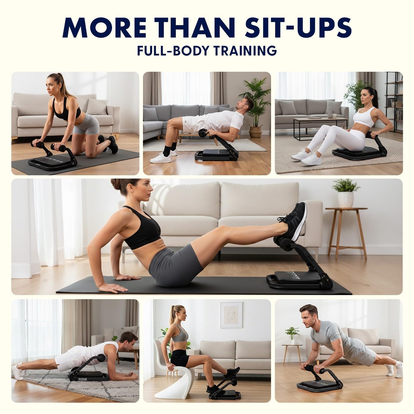 Squatz Ab Machine for Stomach Workout – Core & Sit-Up Exercise Equipment with 3 Resistance Levels for Home Gym, Adjustable Ab Trainer for Full-Body Workout with Automatic Rebound, 350 lbs Capacity