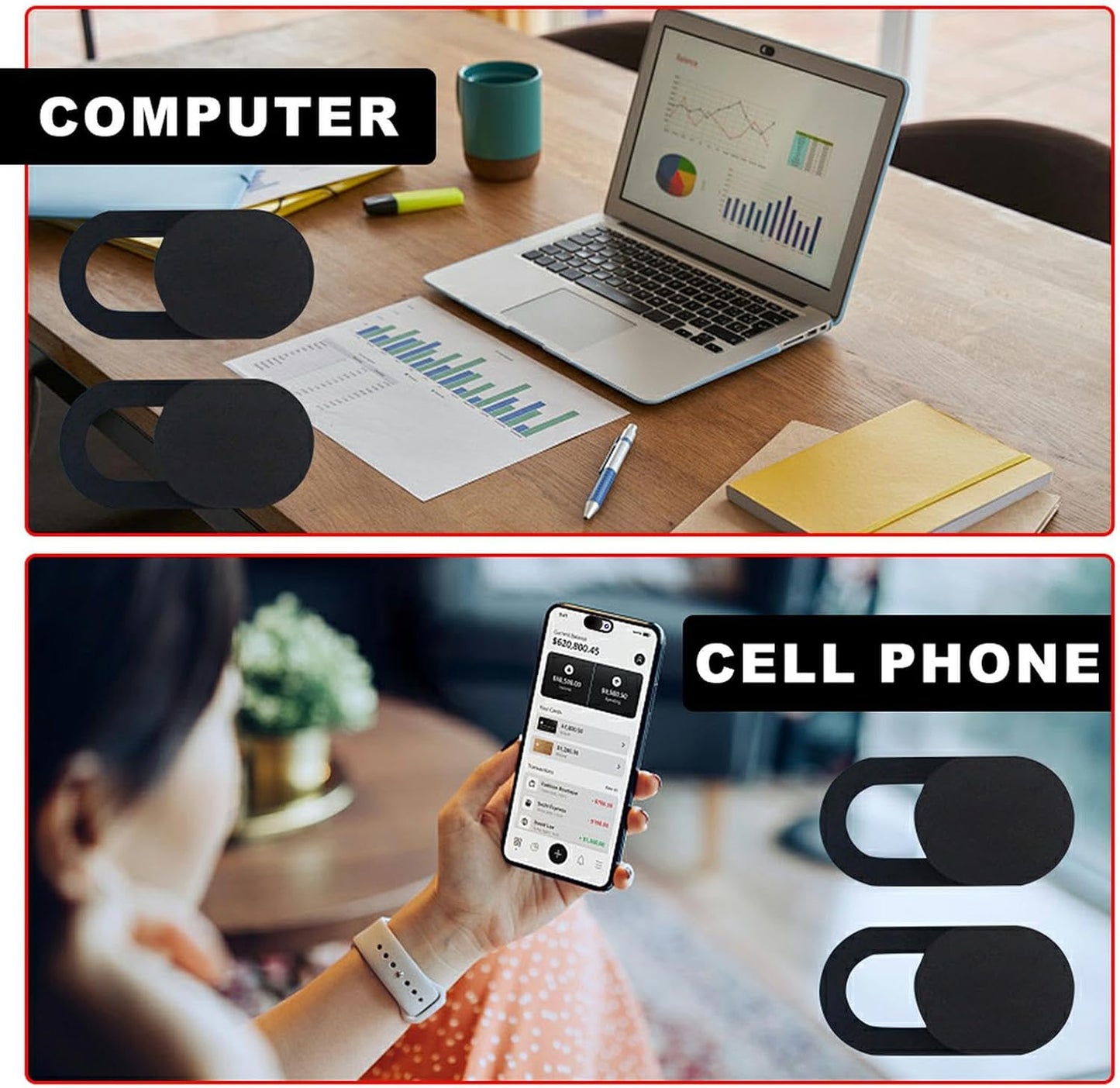 Ksheria 10Pcs Webcam Cover Slide, Thin Web Camera Covers, Laptop Camera Cover Slide, Computer Camera Cover, Camera