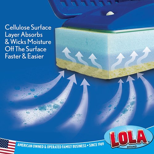 LOLA Squeeze Sponge Mop w/ Poly Foam & a Natural Cellulose Layer & 3 Replacement Heads / Refill Bundle, Absorbs & Wicks Moisture, Floor Cleaner