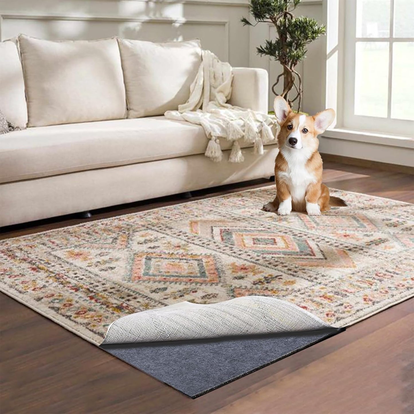 Skiennix Waterproof Rug Pad - Non-Slip Carpet Pad for All Floors | 8x10 ft Felt Pad for Hardwood