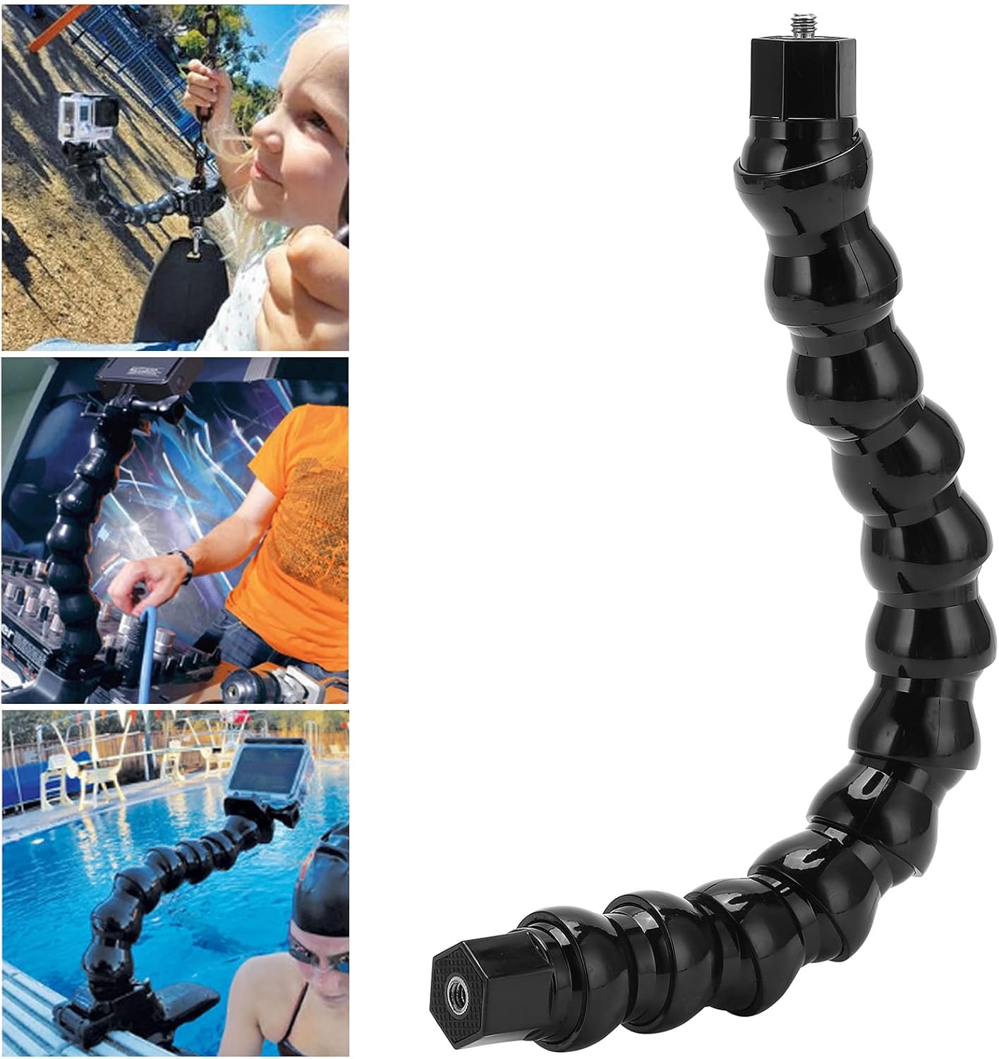 Milltrip 12-Section 1/4in Flexible Arm Mount Monopod, Gooseneck Camera Mount, Adjustable Sports Camera Holder, Screw