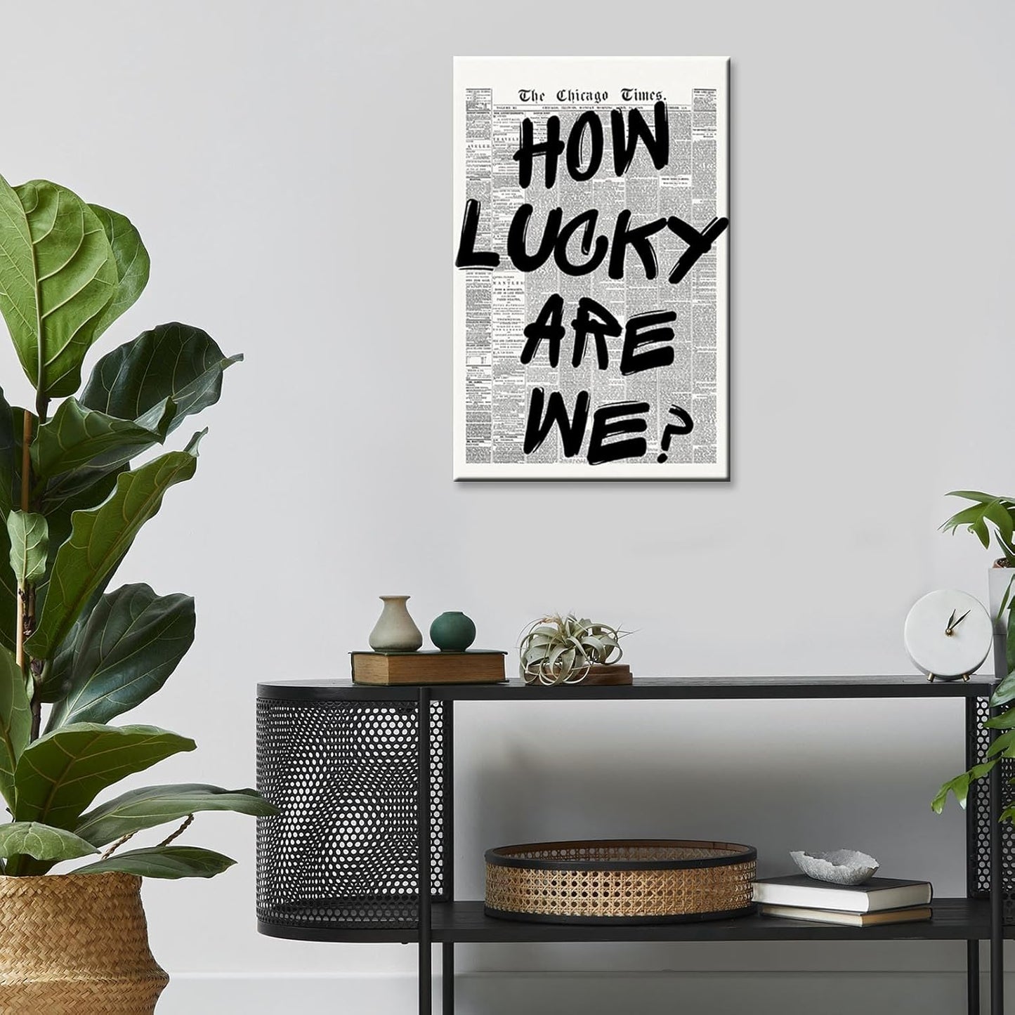 Skiennix Retro Black And White Newspaper Poster - Positive Affirming Quote Canvas Wall Art | 12x16in Unframed