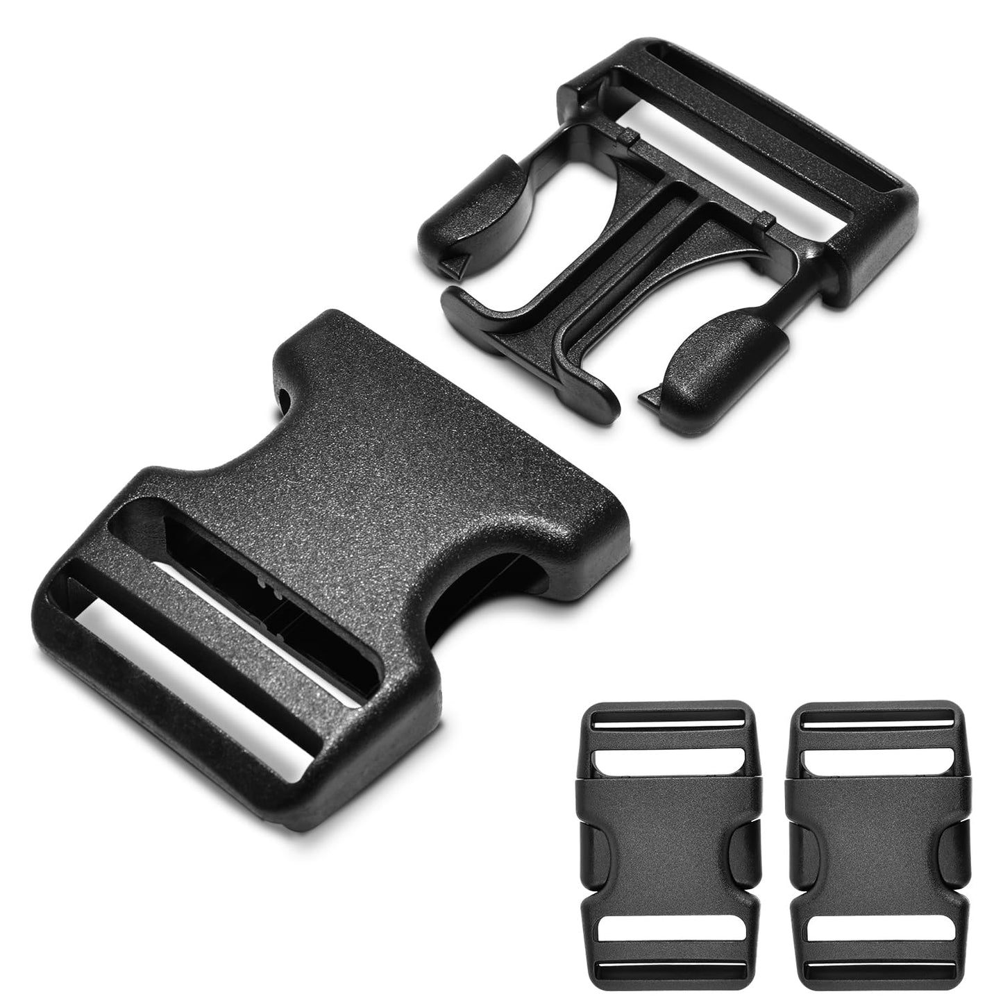 CooBigo 3pcs 1-1/2 Inch Plastic Buckle for Strap Replacment, Heavy Duty Belt Buckles Backpack Clips Luggage Webbing Straps Side Release Buckle Clasp