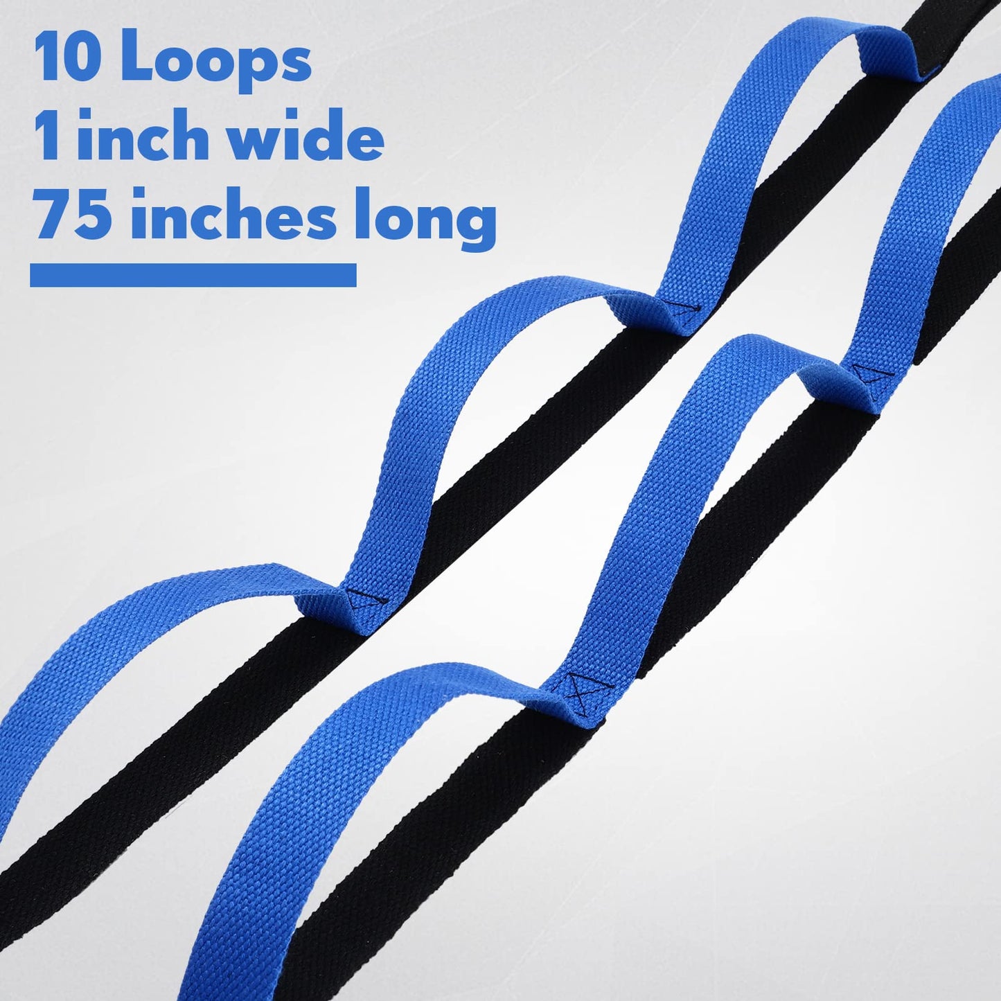 Leyndo 2 Pcs Stretching Strap with 10 Loops -yoga Strap for Physical Therapy, Non-elastic Exercise Straps for Home Workout, Pilates, Exercise, Dance, Gymnastics