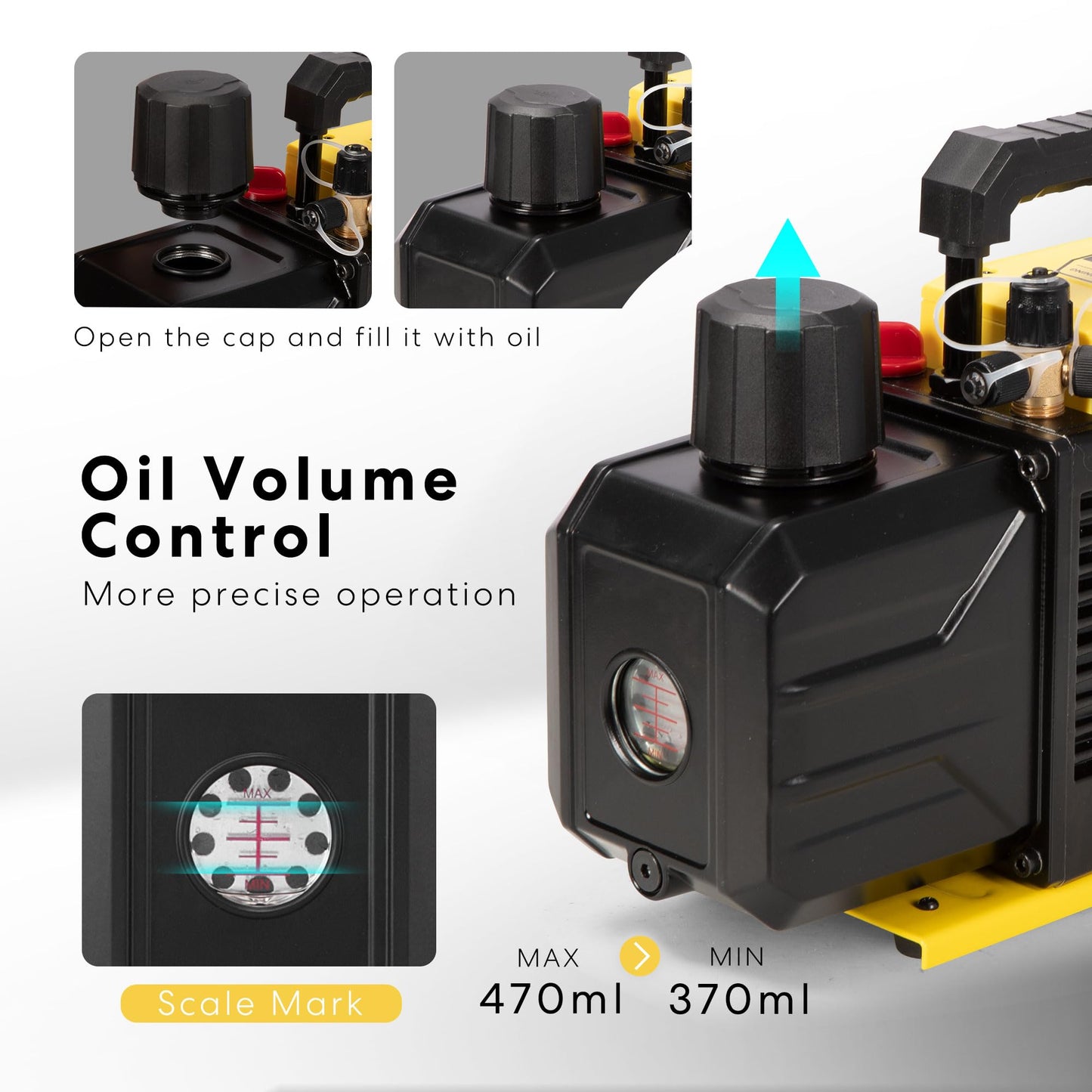 SPECSTAR 3/4 HP 7.2 CFM 110V Dual Stage Rotary Vane HVAC Air Vacuum Pump with VIVOHOME 2 Pack Premium High Vacuum Pump Oil 330ml/11.16oz