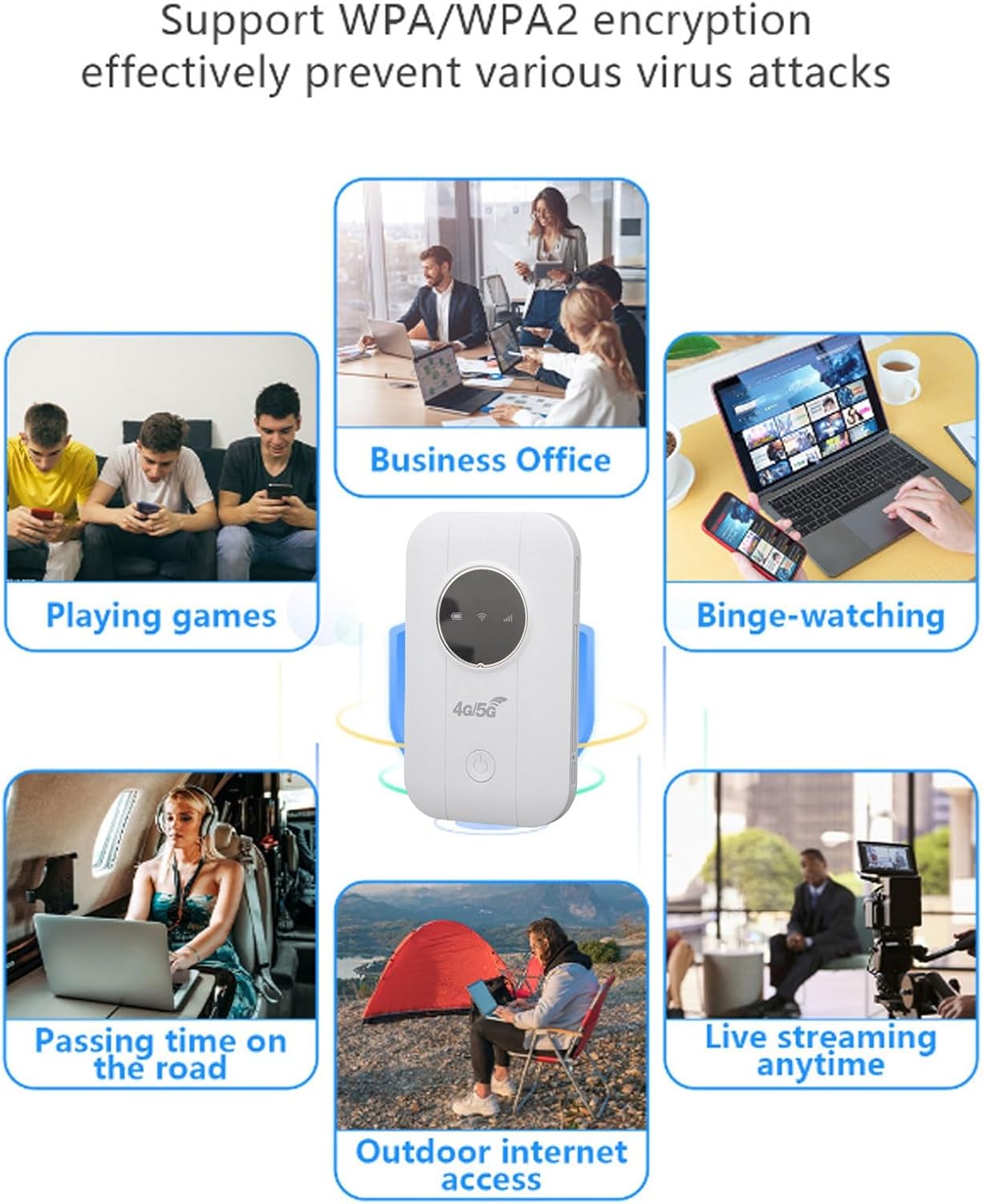 4G 300Mbps CAT4 10 3650mAh fosa Portable WiFi Hotspot, Mobile Hotspot Travel Router LTE SIM Card Router for Travel