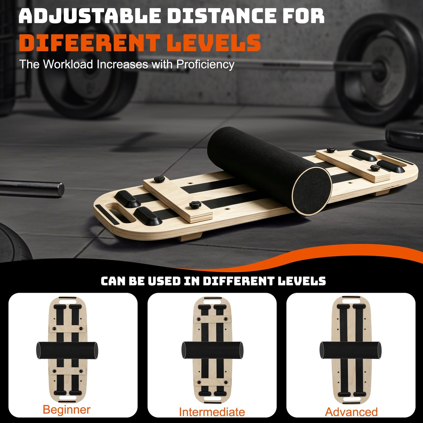 Balance Boards for Adults, Adjustable Surf Balance Board Trainer, Wooden Balance Board with Roller, Training Core&Balance Abilities Balance Board Trainer, Surf Trainer & Physical Therapy
