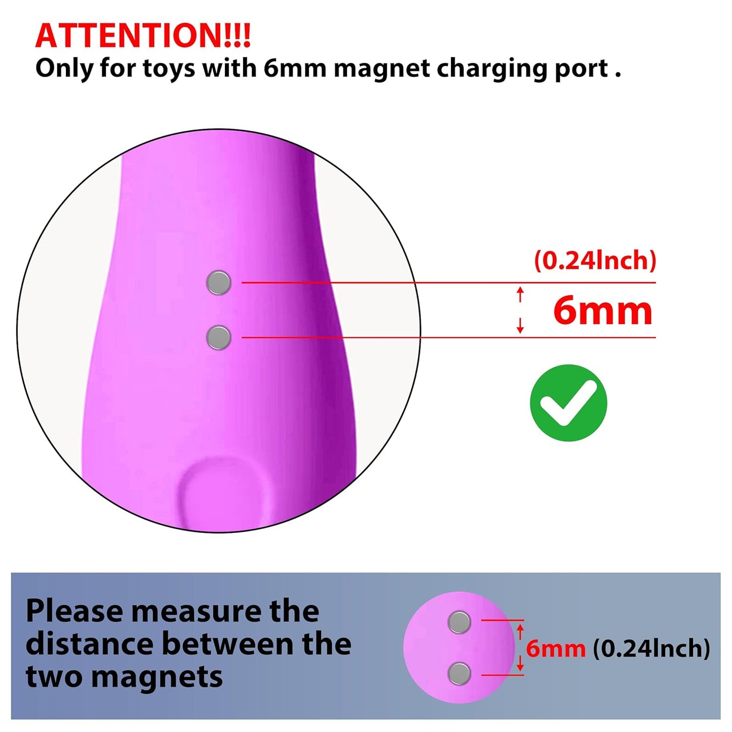 2Pack Cable(6mm/0.24inch), (6MM-2pack) Meliya Magnetic USB DC Charger Replacement Charging Cord for Rechargeable Toys