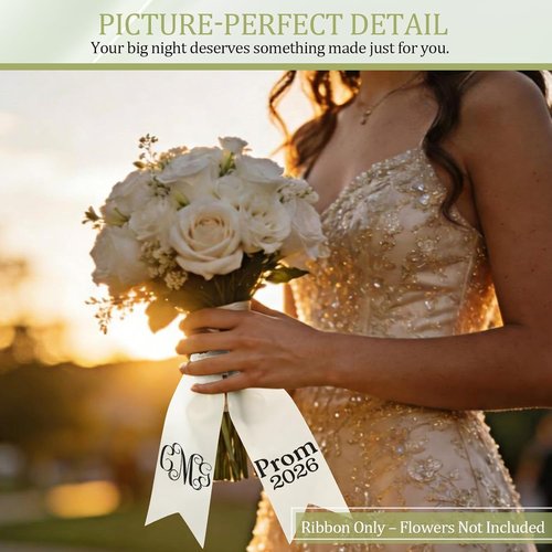 Hahafelt Custom Name Bouquet Sash - DIY Iron-On Ribbon Kit for Weddings, Senior Night & Keepsakes