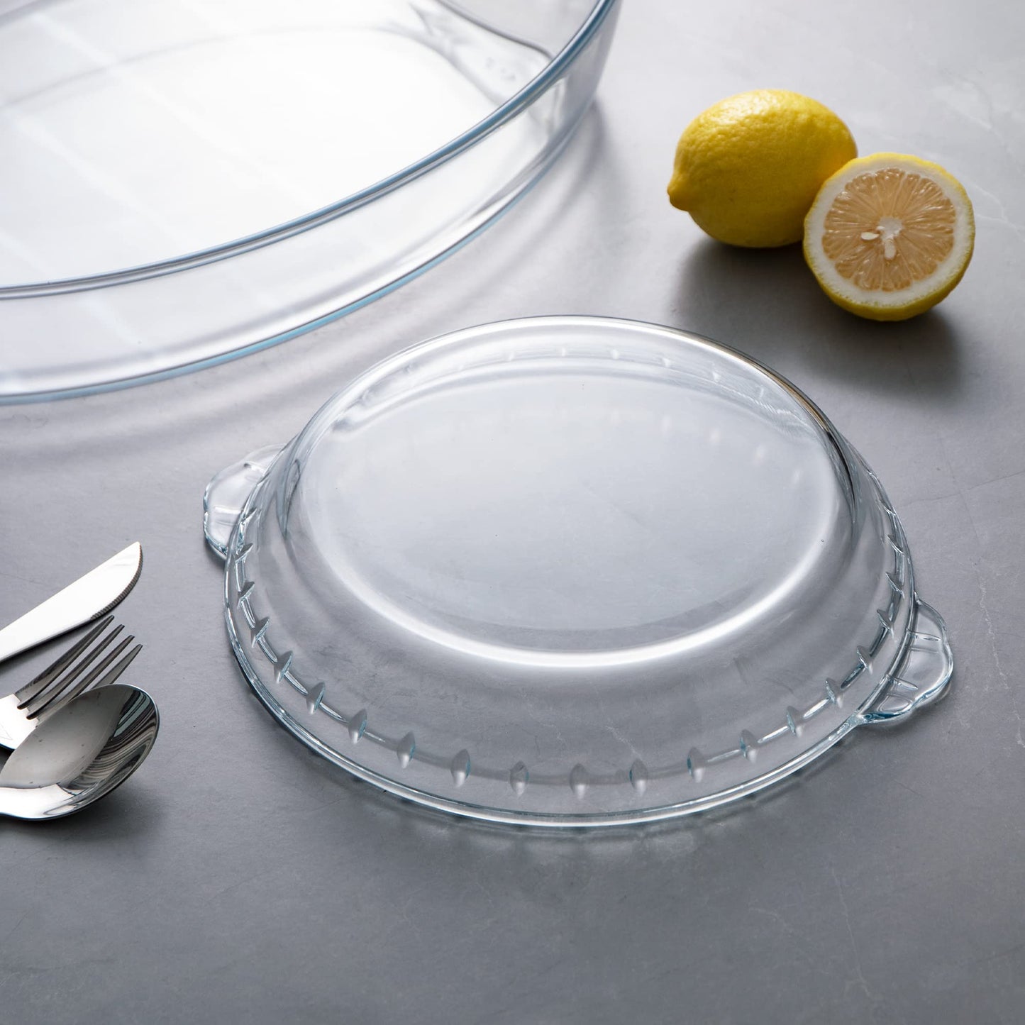 Sweejar Glass Pie Pan for Baking(2 pack), 9.5 Inches Round Baking Dish for Dinner, Non-Stick Pie Plate with Soft Wave Edge for Apple Pie, Pumpkin Pie, Pot Pies