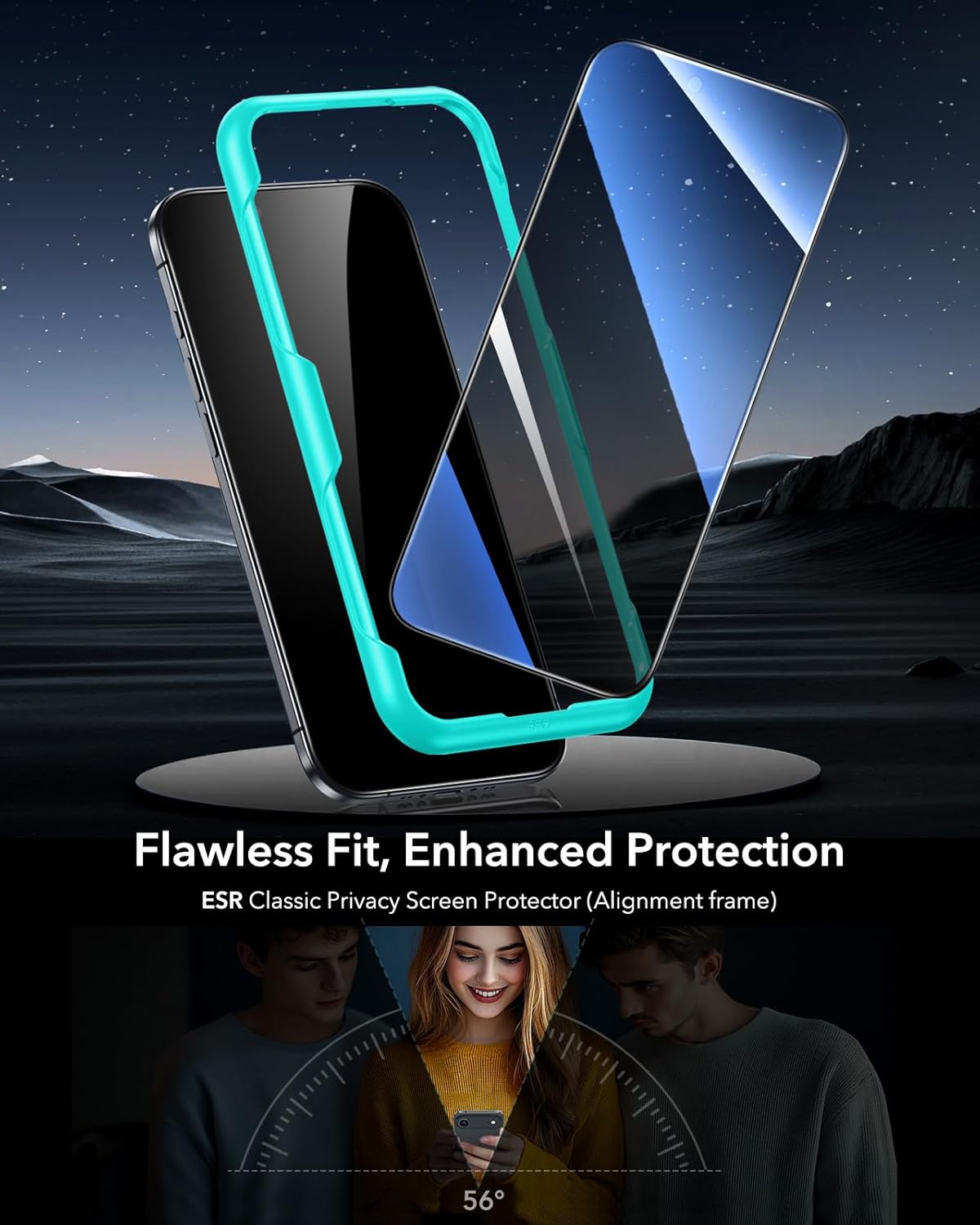 3 Pack 16 ESR for iPhone Pro Max Privacy Screen Protector, Anti-spy Tempered-Glass Privacy Screen Protector with Easy