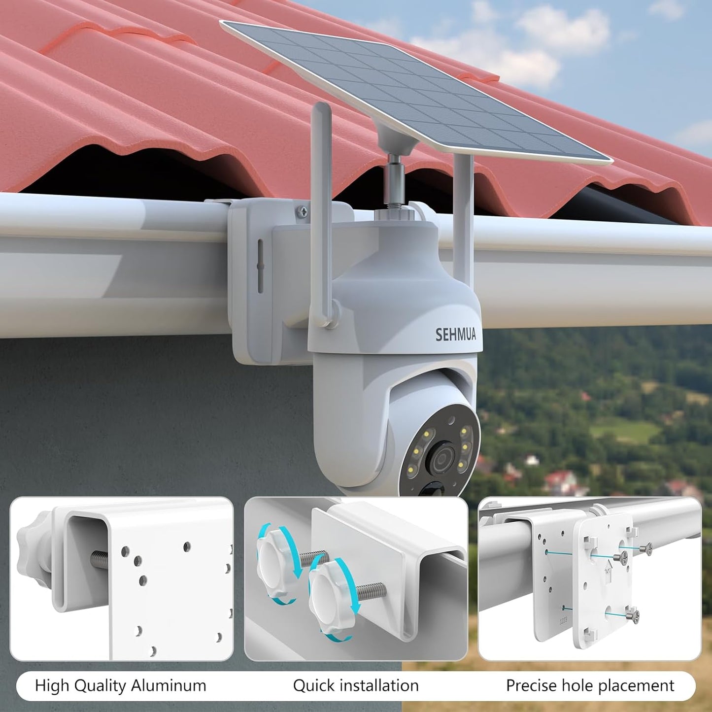 Koroao RBX-S73 2K Gutter Mount Compatible with SEHMUA Solar Security Camera, for SEHMUA Solar Security Cameras Wireless