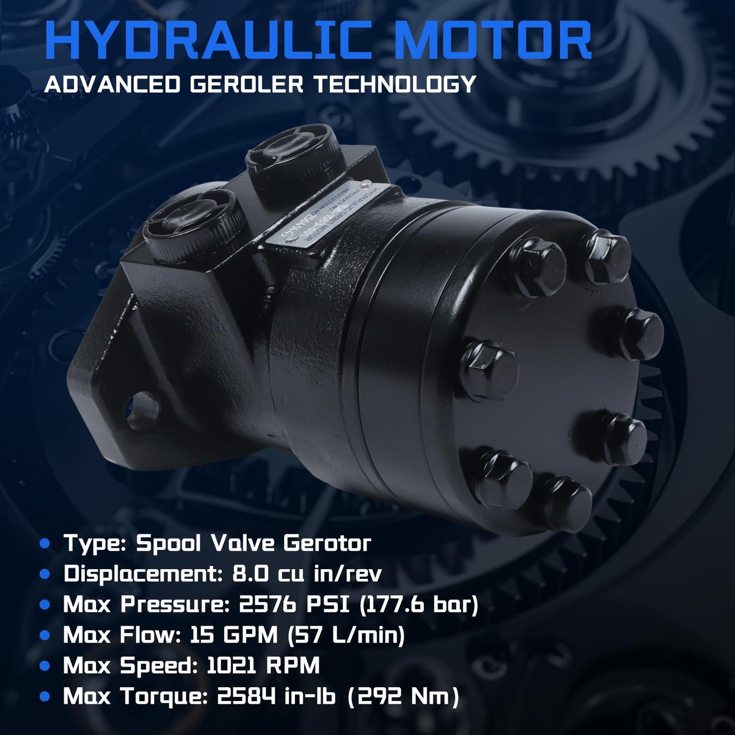 SINOCMP 158-1553-001 Hydraulic Motor, for Eaton Char-Lynn T Series 1pc Gerotor Motor, Replacement for Sweeper Auger Winch Log Splitter, 1553-001 Aftermarket Hydraulic Drive Motor