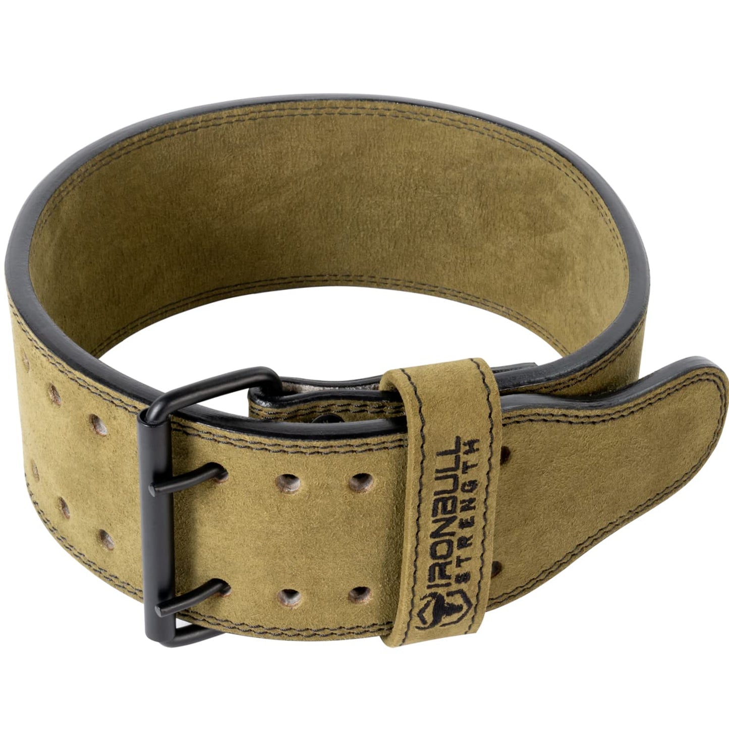 PowerLifting Belt - 10mm Double Prong - 4-inch Wide - Heavy Duty for Extreme Weight Lifting Belt (Green, Large)