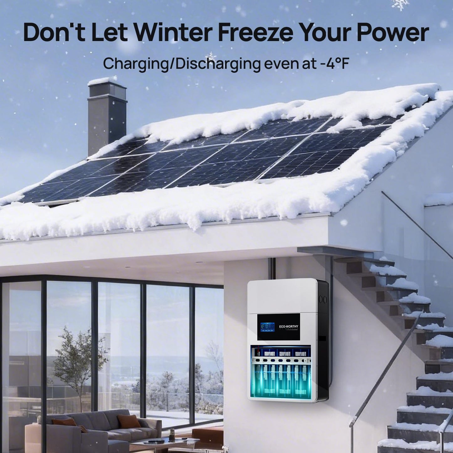 ECO-WORTHY 48V 100Ah Wall-Mount Indoor LiFePO4 Lithium Battery with Conduit Box, Bluetooth & WiFi, Low-Temperature Protection, for Off-Grid Systems, Home Backup Power