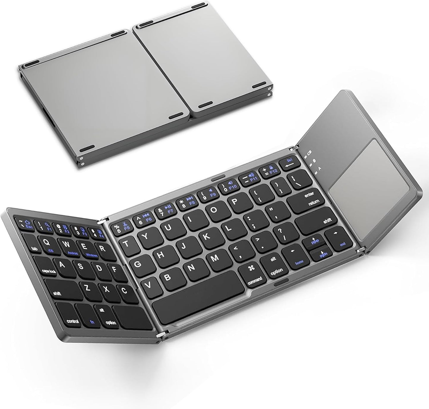 KUNSI Foldable Bluetooth Keyboard with Touchpad, Ultra Slim Portable Wireless Keyboard with Rechargeable Battery