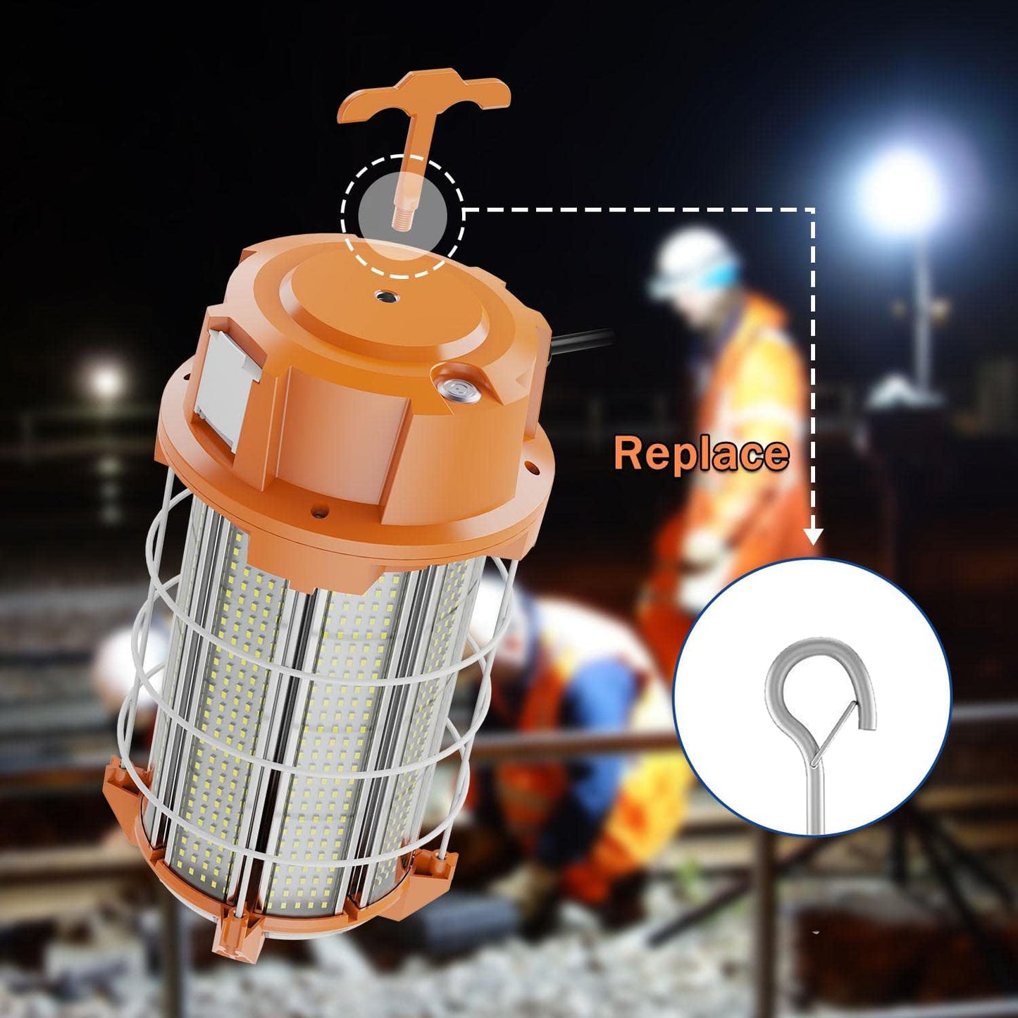 250W LED Temporary Work Light 37,500 Lumens Construction Lights 5000K Portable Linkable IP65 High Lumen Super Bright Durable Job Site Lighting with ON/Off Button for Indoor and Outdoor Area Lighting
