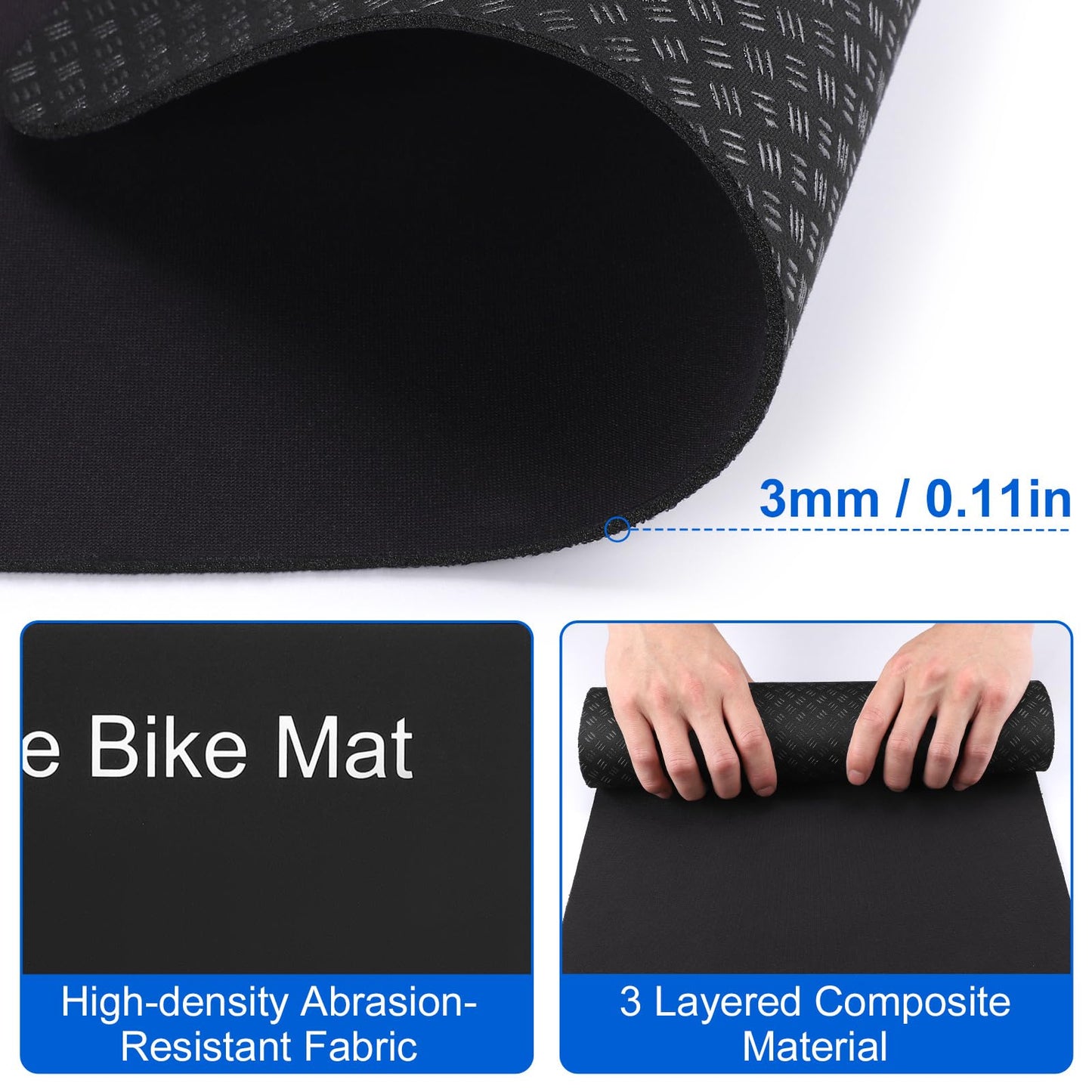 TOBWOLF 2PCS Non-Slip Mat Compatible with Peloton Bike, Concept 2 Rowing Machine, Exercise Bicycle Mats, Treadmill Pad for Carpet & Hardwood Floors, Workout Mat for Bike Trainer, Stationary Spin Bike