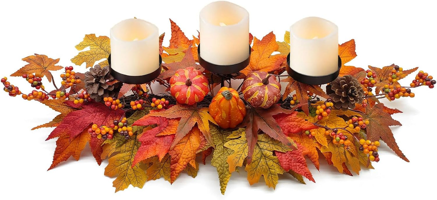 Regine Switzerland Thanksgiving Centerpiece - Artificial Gourd & Pumpkin Decor with Pine Cones & Maple Leaves | Perfect for Dining Table & Fireplace Mantel