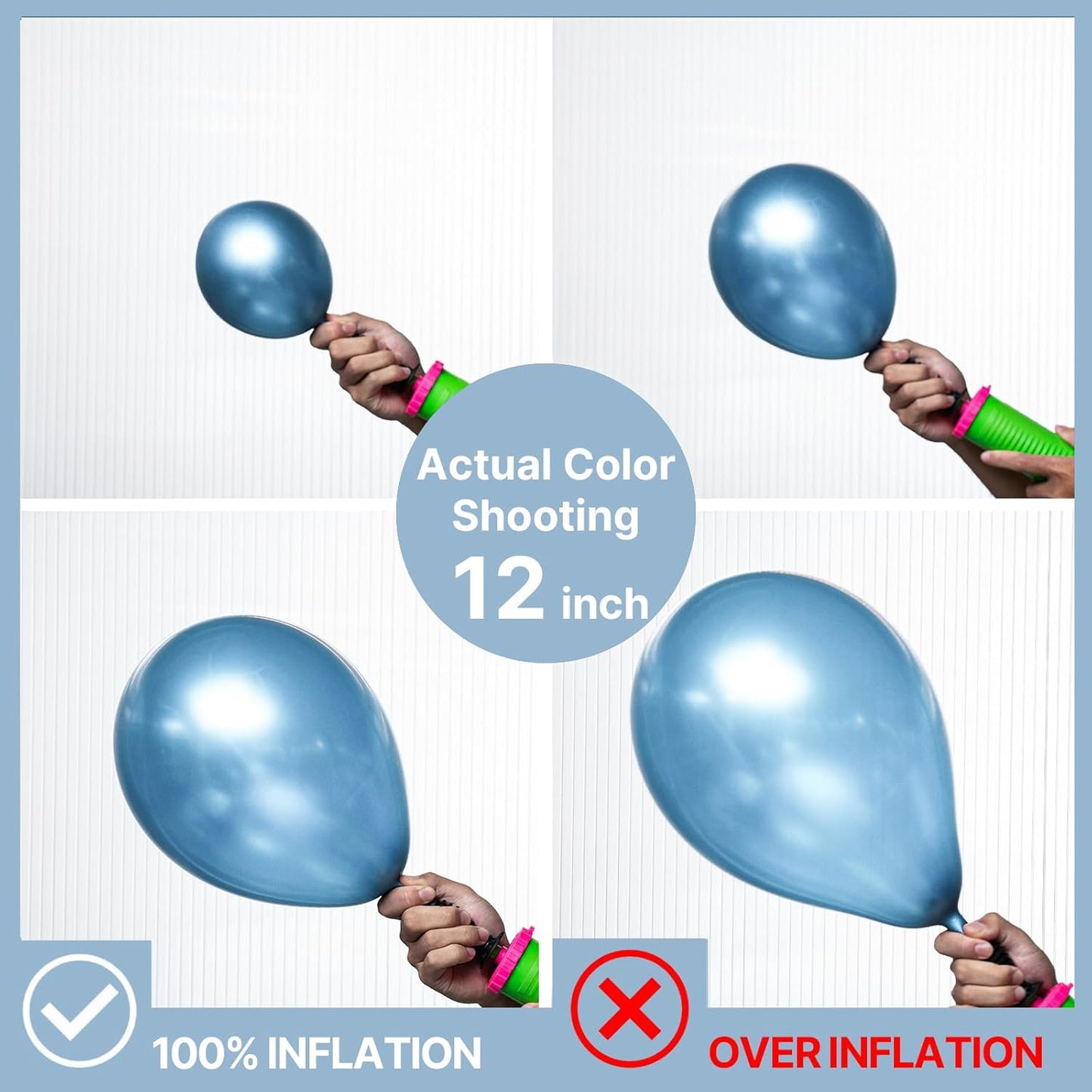 PartyWoo Metallic Light Blue Balloons - 100 Pcs Latex Balloon Arch Kit | 18", 12", 10", 5" Sizes for Graduation, Baby Shower, Birthday Party Decorations