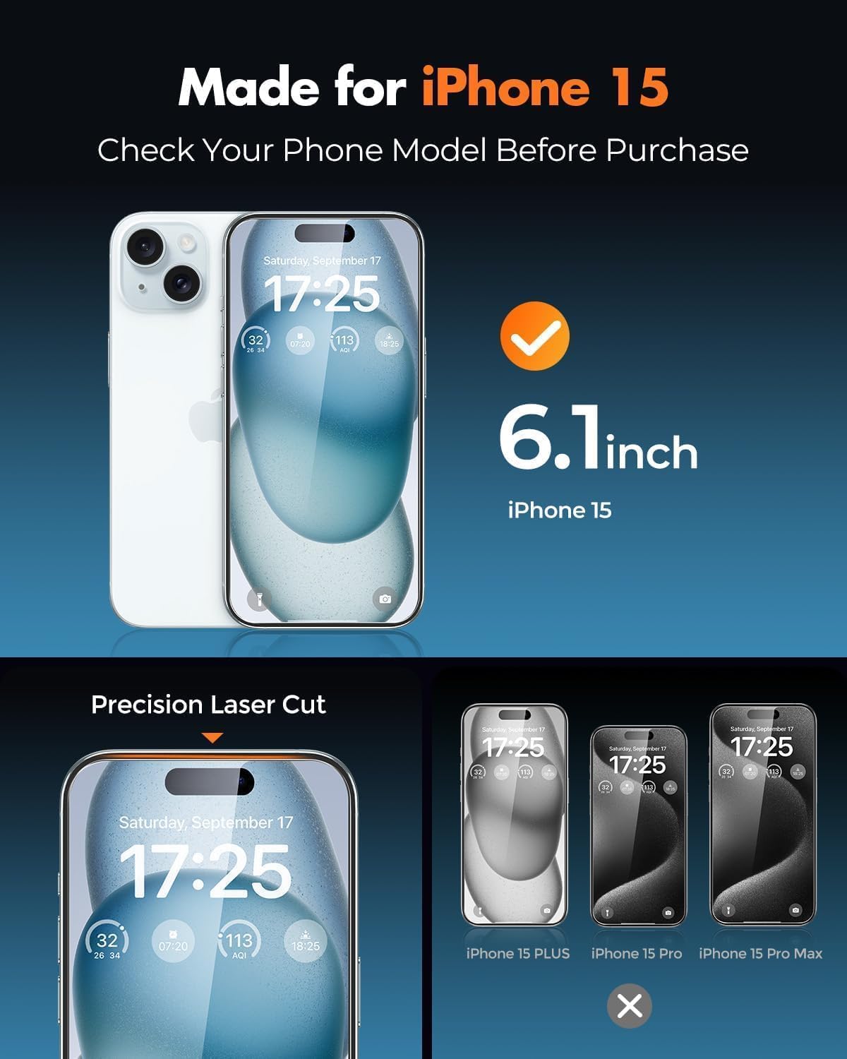 15 4+2 Pack [9H+ UNBREAKcable for iPhone Screen Protector Military-Grade Shatterproof] [Effortless Bubble-Free