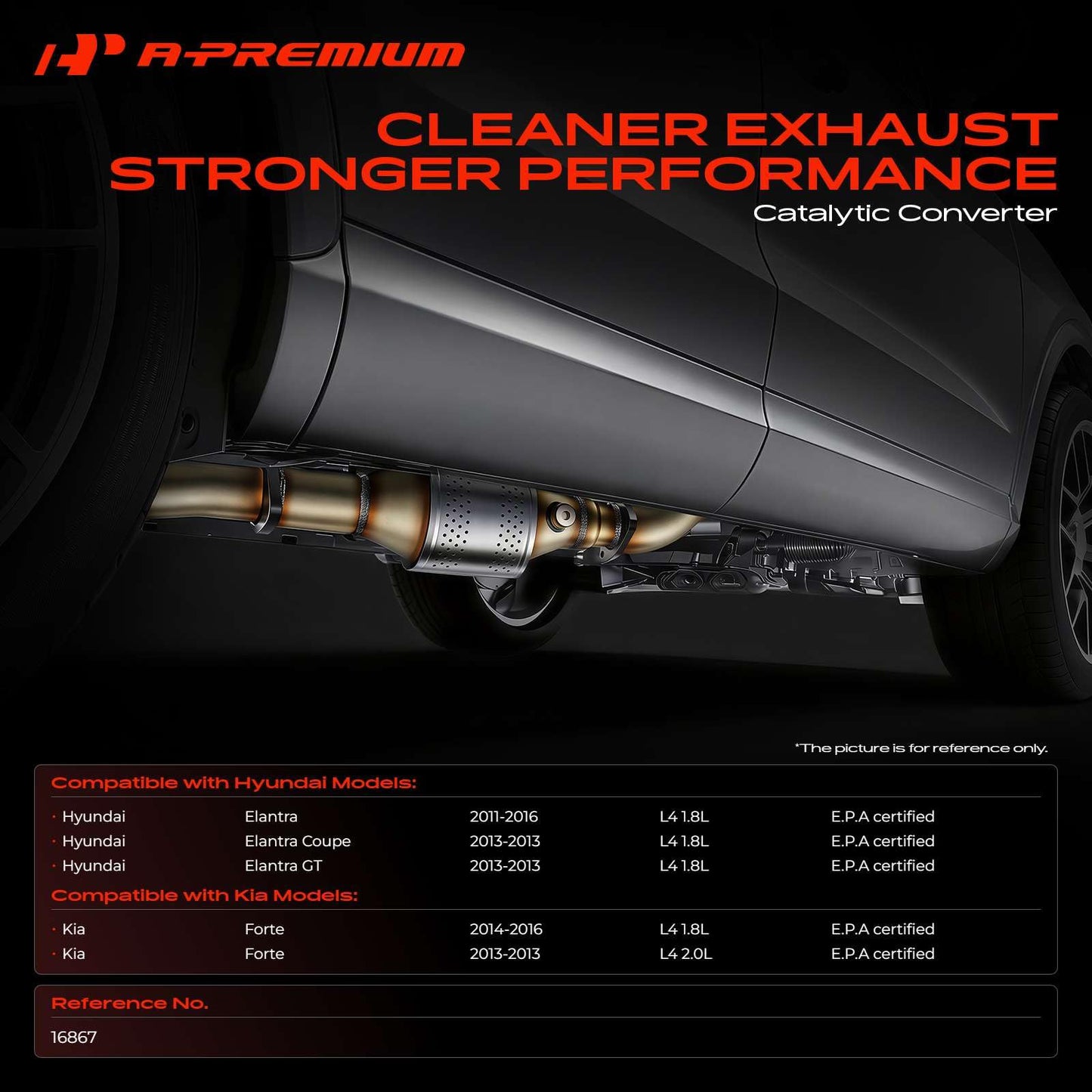 A-Premium Catalytic Converter Kit Direct-Fit Compatible with Hyundai Elantra 2011-2016, Elantra Coupe 2013, Elantra GT 2013 & Kia Forte 2013-2016, 1.8L 2.0L, EPA Compliant