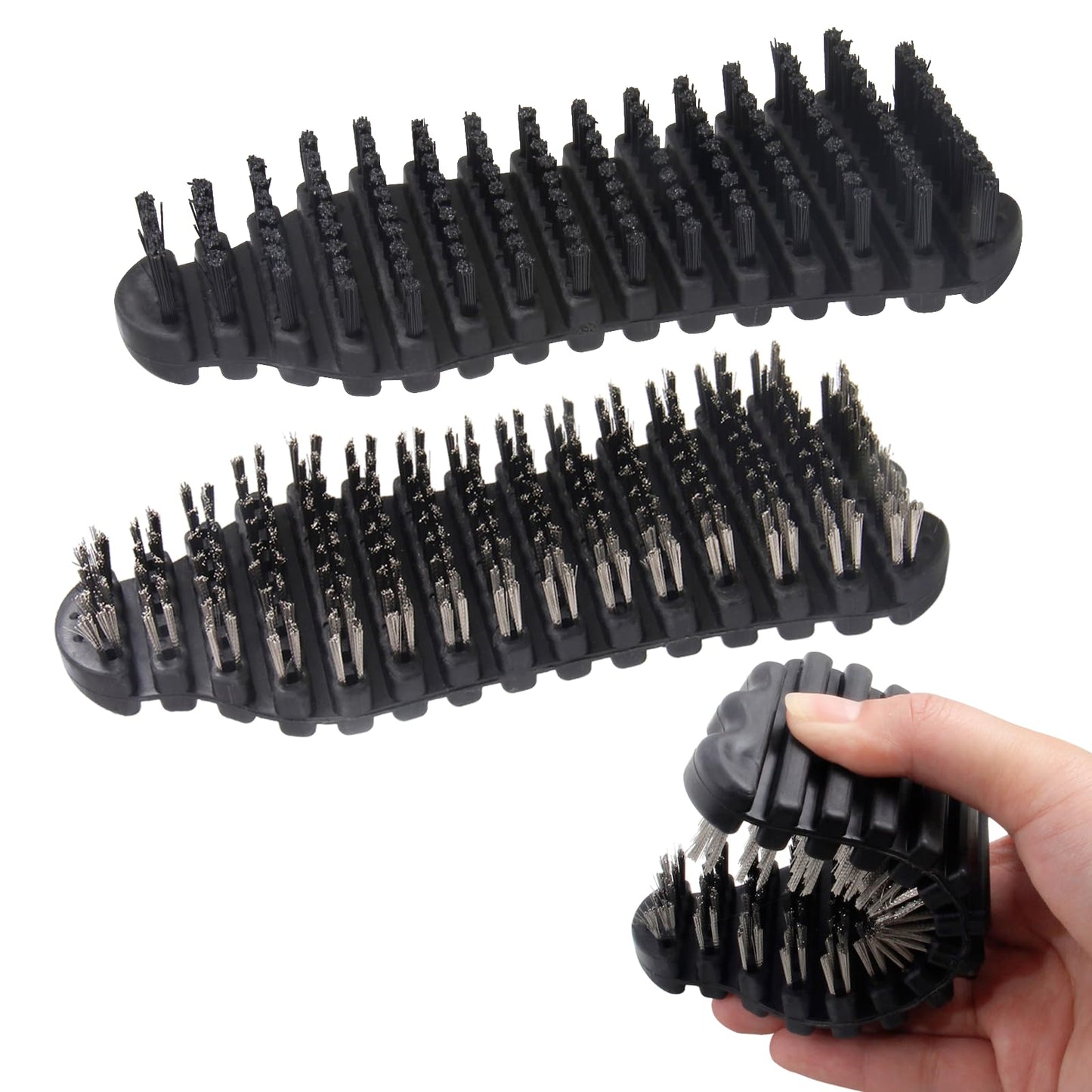 KIBBEH 2 Pack Barbell Cleaning Brush Kit, Nylon and Wire Barbell Brush for Cleaning Weighted Bars, Cleaning Supplies Stiff Brush for Strength Training Bars, Barbell, Dumbbells, Weight Trays