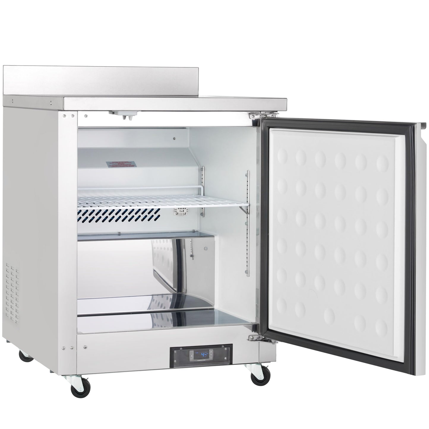 EMPURA 28" Undercounter Reach-in Freezer with One-Swing Solid Door | Work-Top Refrigerator Fridge for Cafeteria Diner | 5.4 Cu. Ft. | 27.8"W x 29.9"D x 35.5"H, Stainless Steel Exterior, 115V, NSF