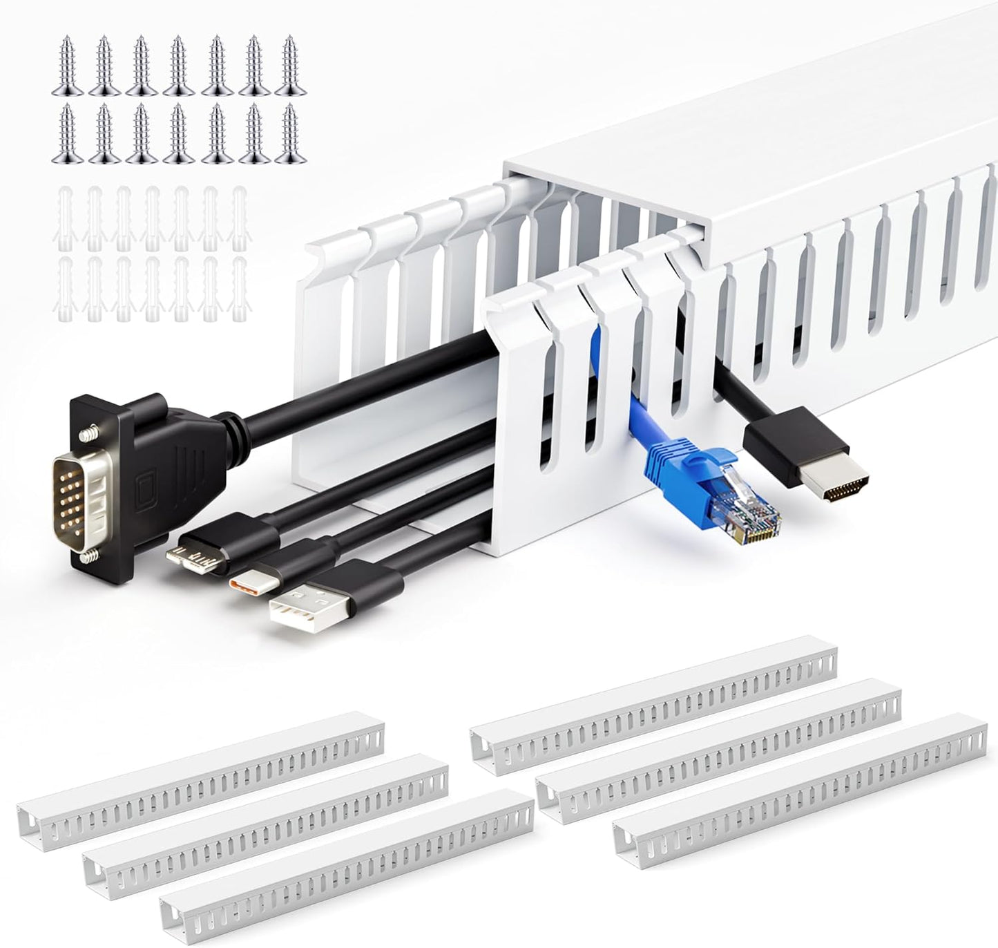 ZhiYo 2 2in 99in (6X L16.5in) x Professional Server Rack Cable Management Raceway, Cable Raceway Kit, Electrically Safe