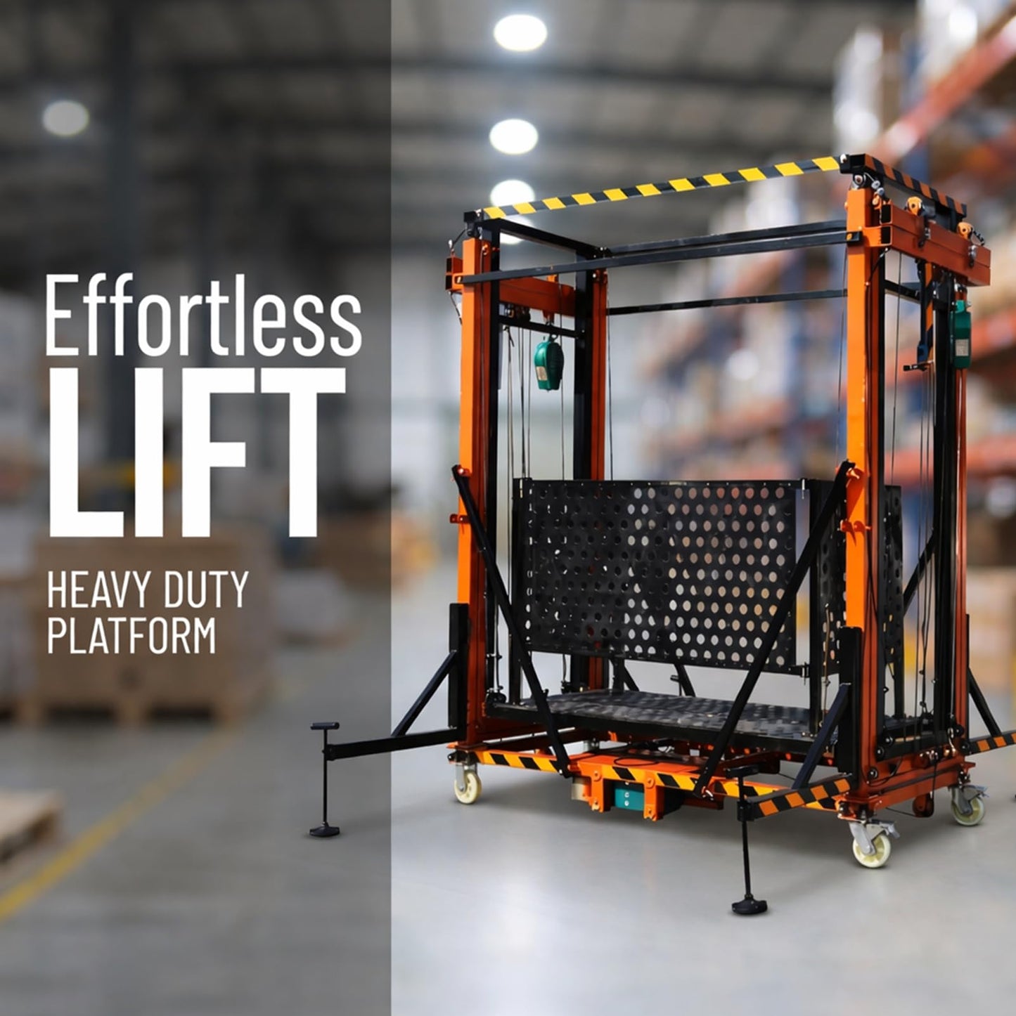 1100 lbs Electric Scaffolding Lift Platform, 16.4 FT Vertical Lift, Heavy Duty Electric Aerial Work Platform for Construction, Lighting, Painting & Roof Maintenance (CE Certified)(6.5)