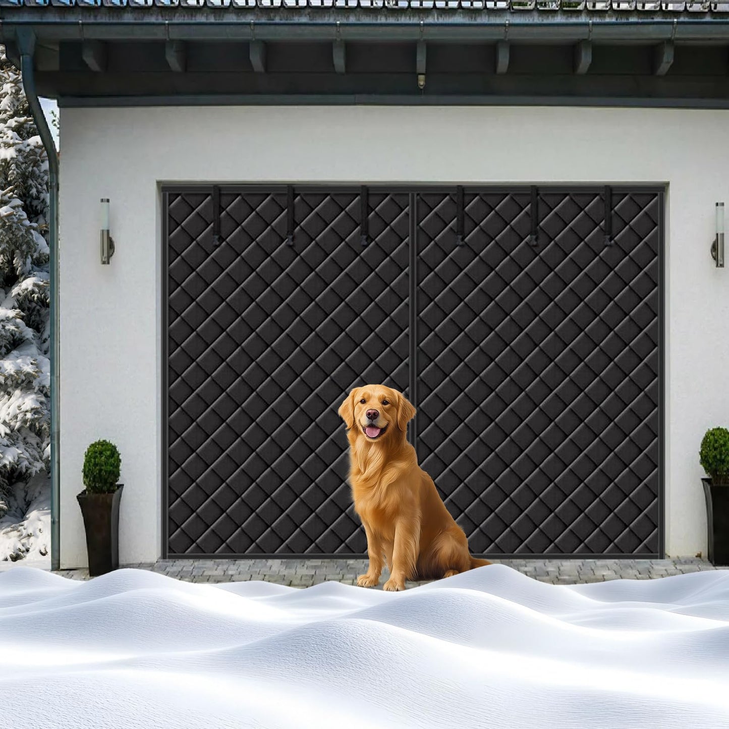 Garage Door Insulation Blanket, Car Garage Thermal Door Cover for Winter Kit - Magnetic Garage Insulation Curtain (Curtain Size 9.3x7FT)| Warehouse & Studio (Fit Door 9x7FT)