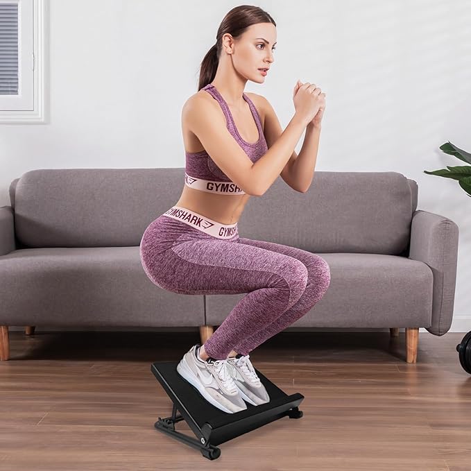 NANSHINE Slant Board for Calf Stretcher Squat, 5-Level Height Adjustable Steel Incline Board Squat Wedge with Non-Slip EVA Mat, Portable Standing Balance Board for Calf Stretching, Flexibility, Ankle Foot, Knees Exercise, Fitness, Physical Therapy