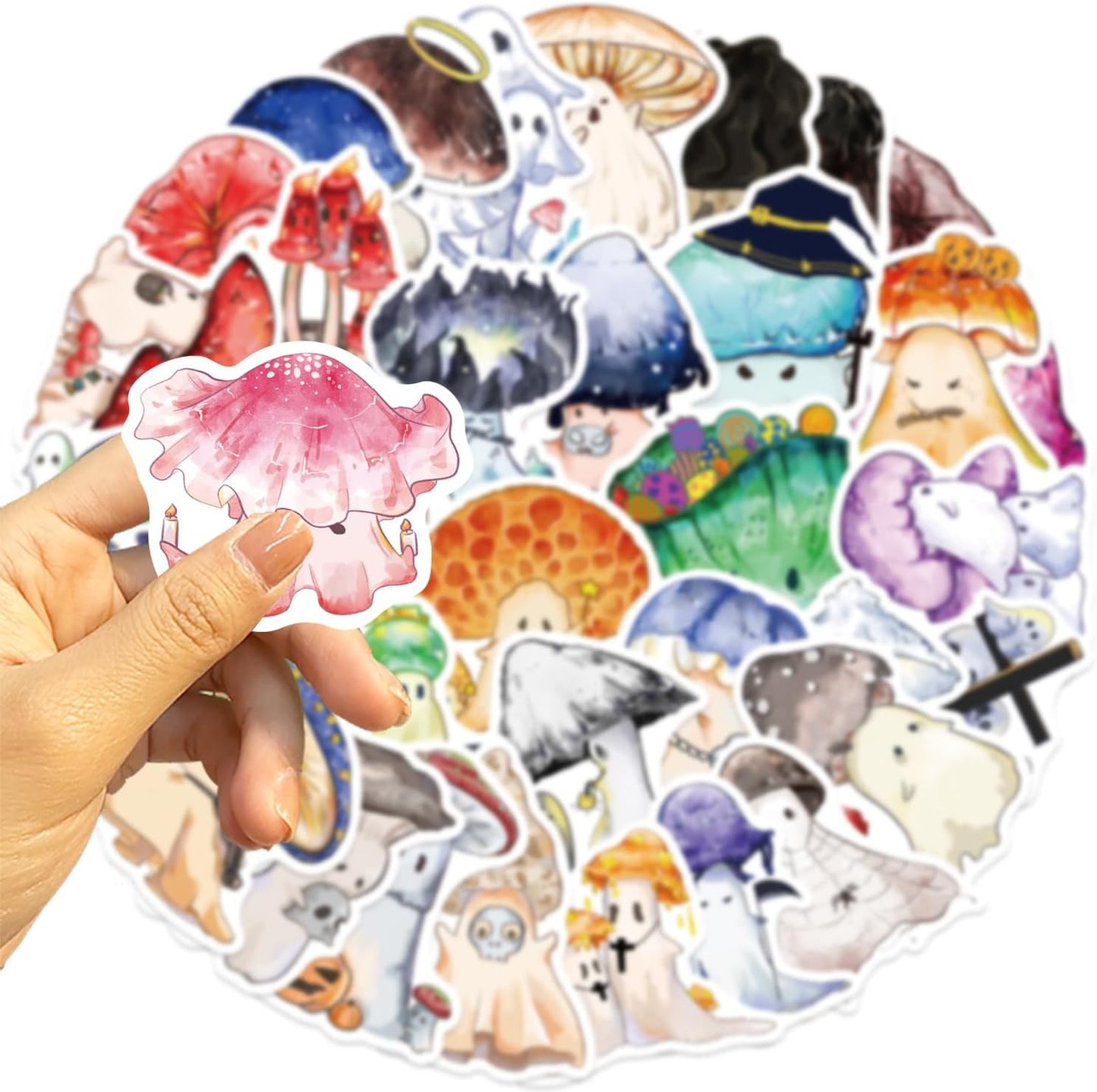 YOXYL 50pcs Cute Mushroom Stickers for Teen, Waterproof Vinyl Decal for Girl Kids Adult Student Water Bottle Laptop