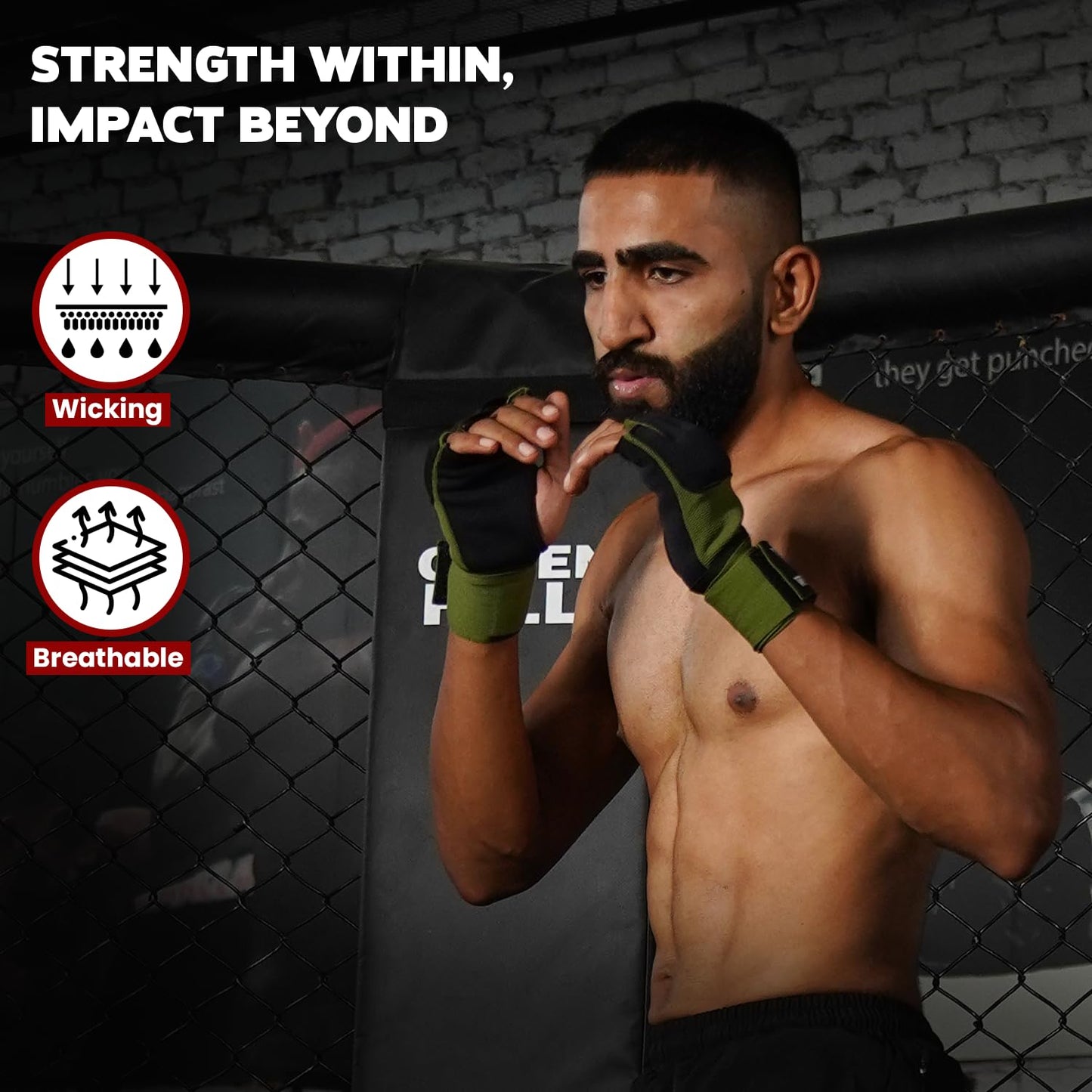 WYOX Gel Boxing Hand Wraps Inner Gloves for Men & Women, 80cm Quick Wrist Straps, Padded Knuckle Protection for Muay Thai Kickboxing, Hand Wraps for Boxing & Martial Arts (Army Green, L/XL)