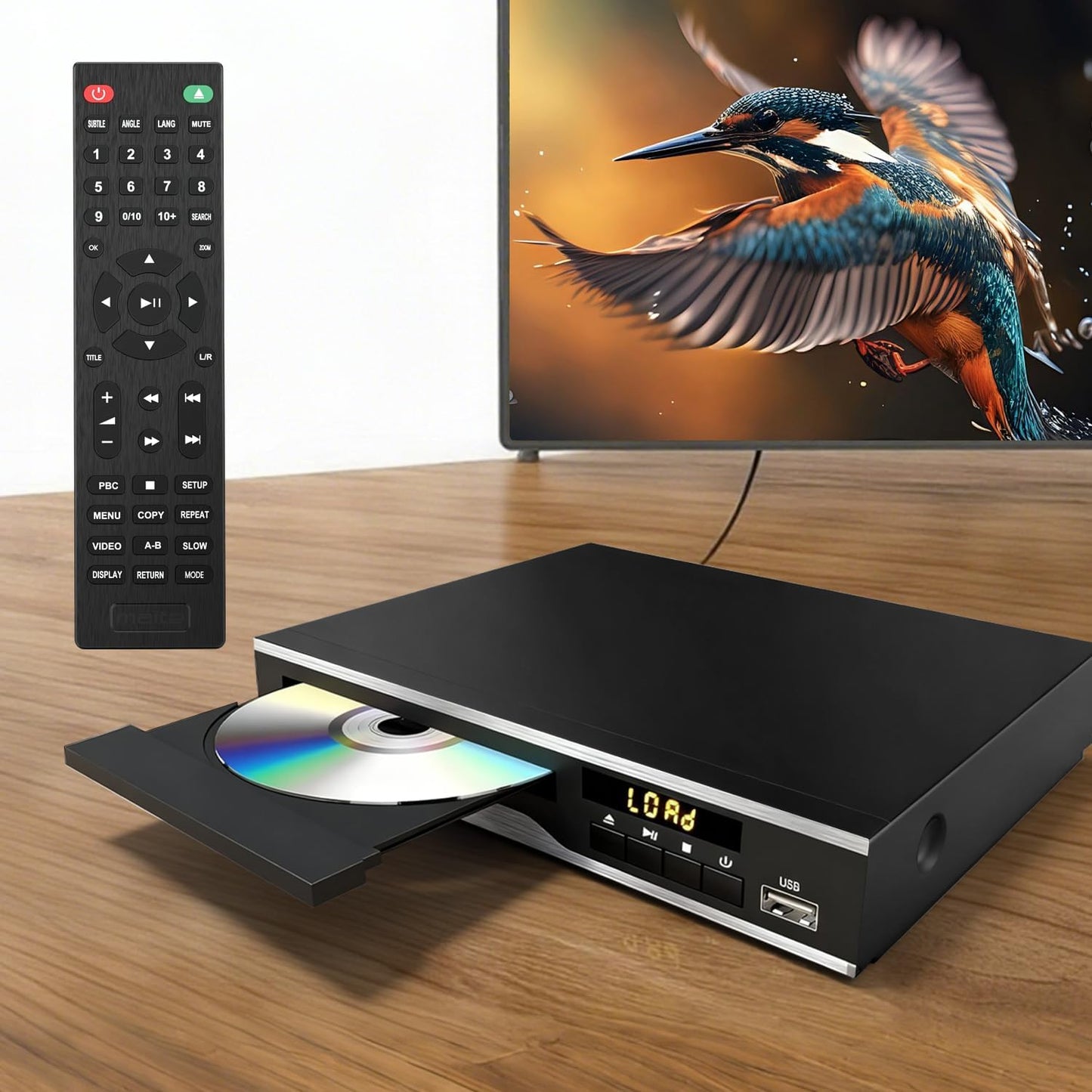 MAITE 128G DVD Player, Region Free DVD Players for CD/DVD's, Compact DVD Player Supports NTSC/PAL System with AV Stable